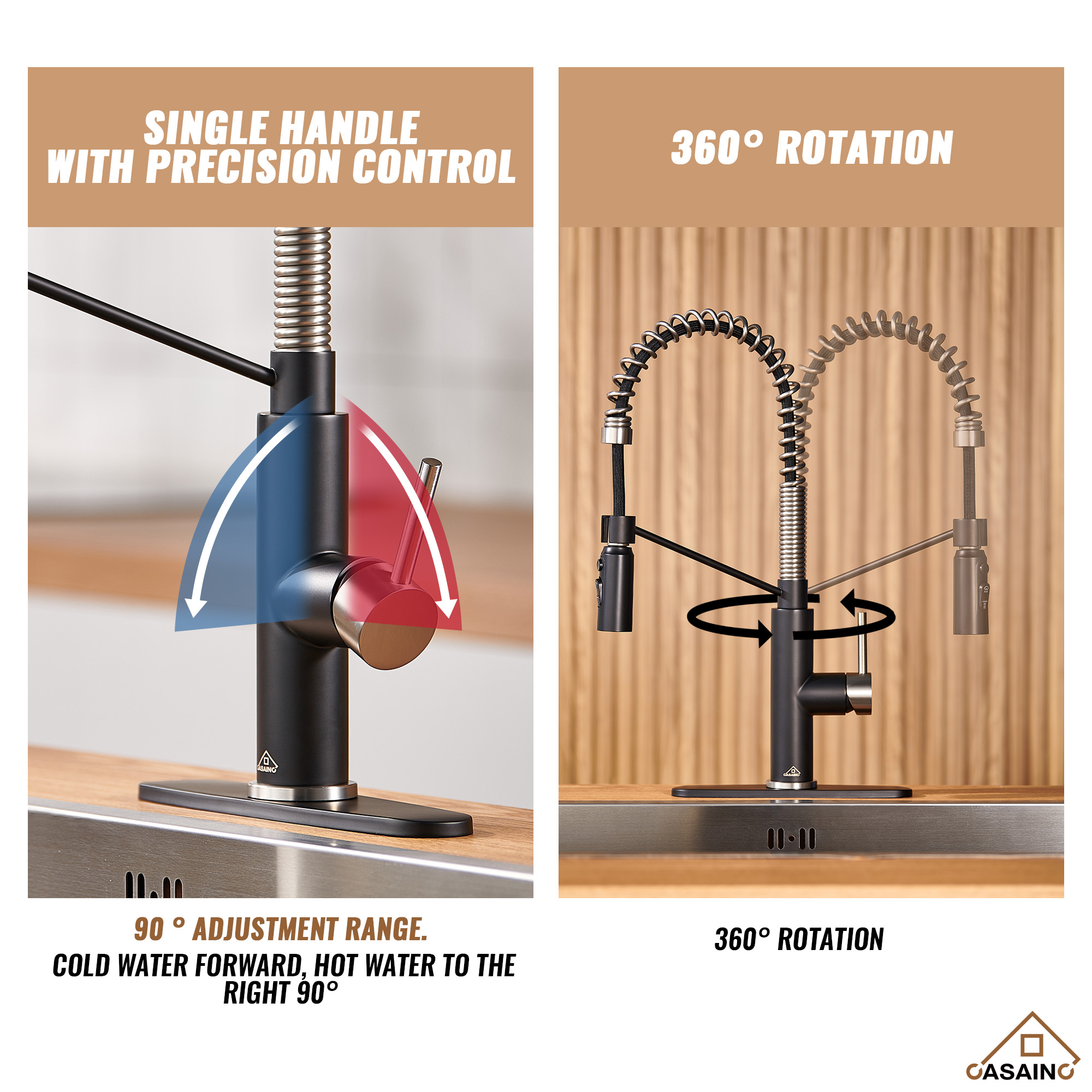 Commercial Style Pull-Down Single Handle 19" Kitchen Faucet