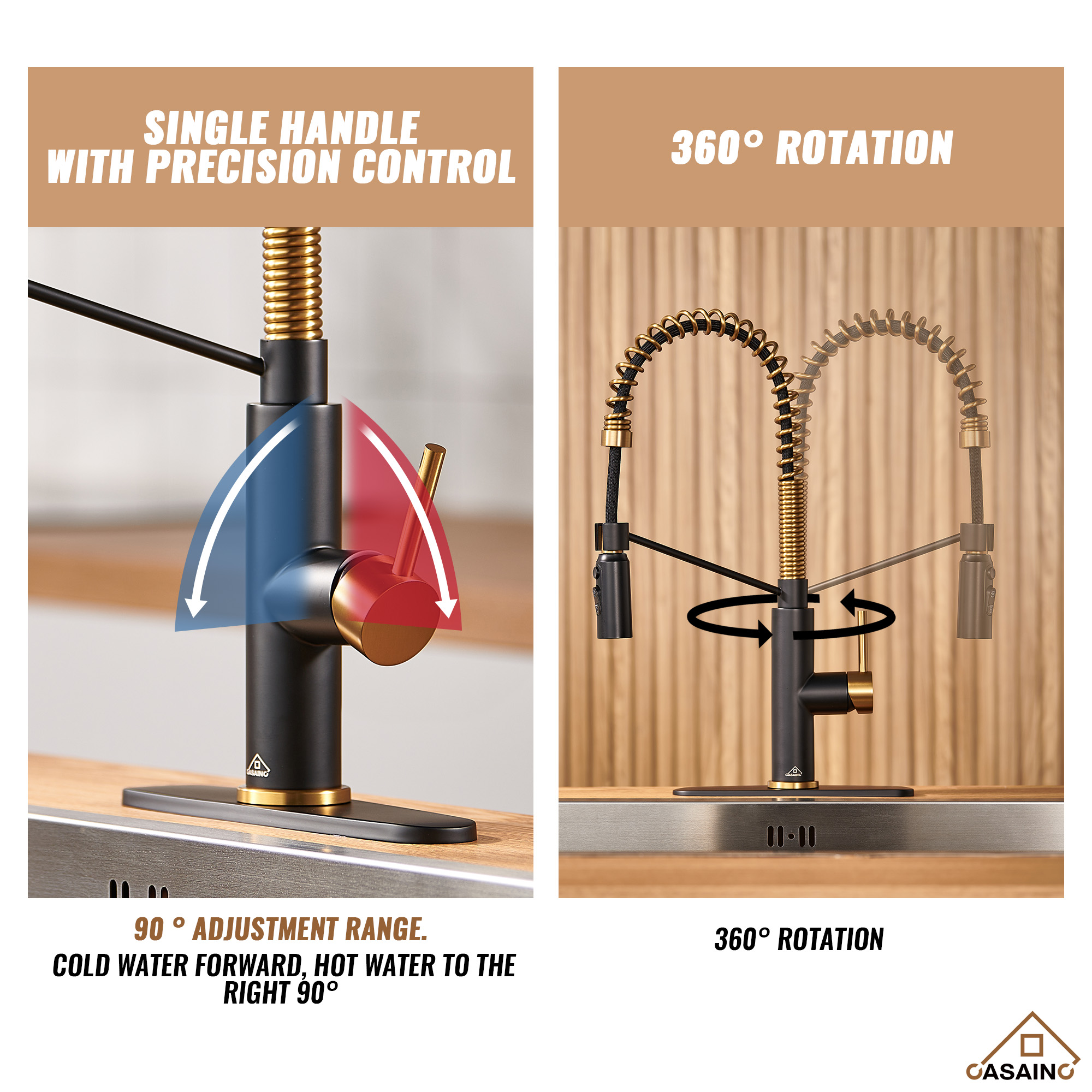 Commercial Style Pull-Down Single Handle 19" Kitchen Faucet