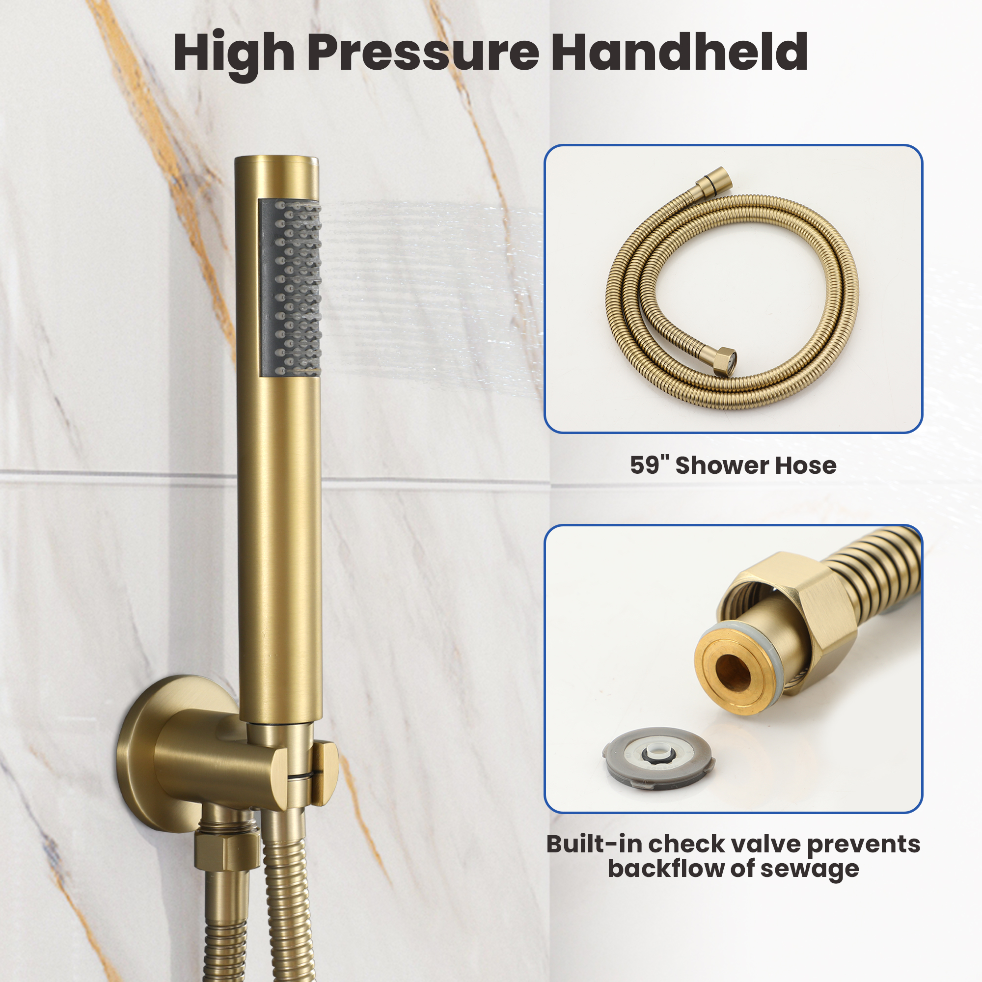 10" Round Shower System with Handheld Brass Showerhead