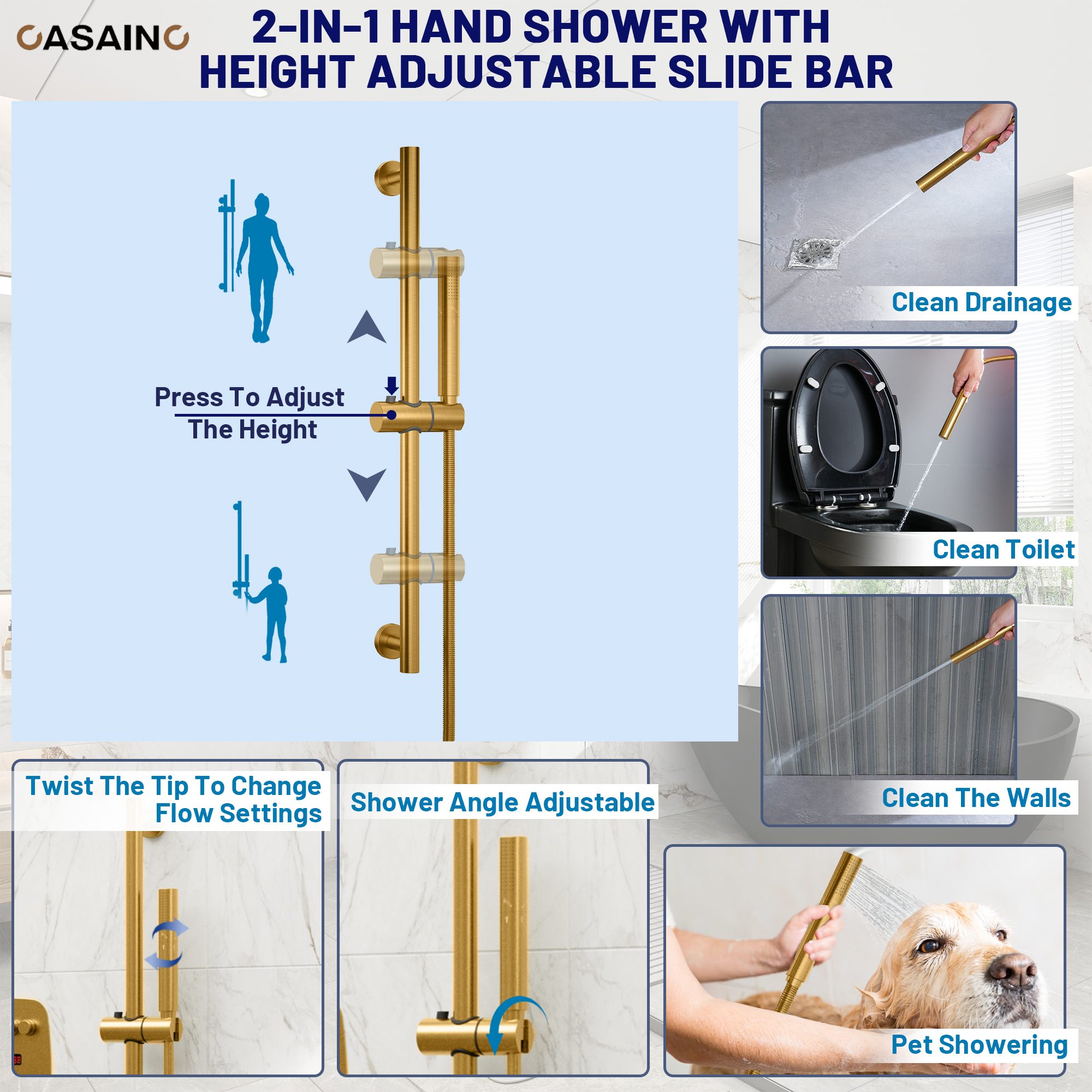 12-inch Ceiling-Mounted Dual Shower System with Slide Bar & Digital Display