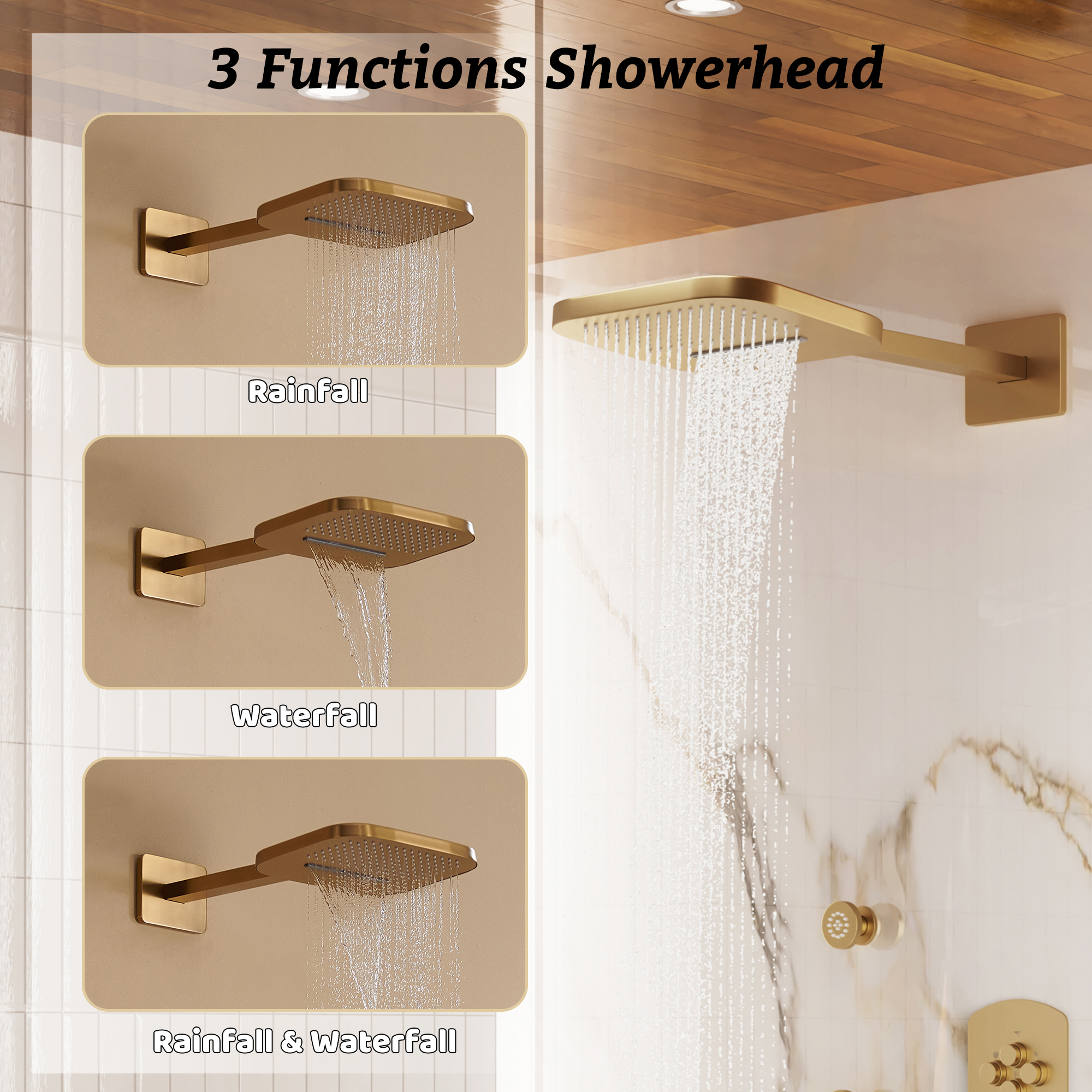 Luxurious Balancing Valve Shower System with 360° Body Jets and Water Bar Spray