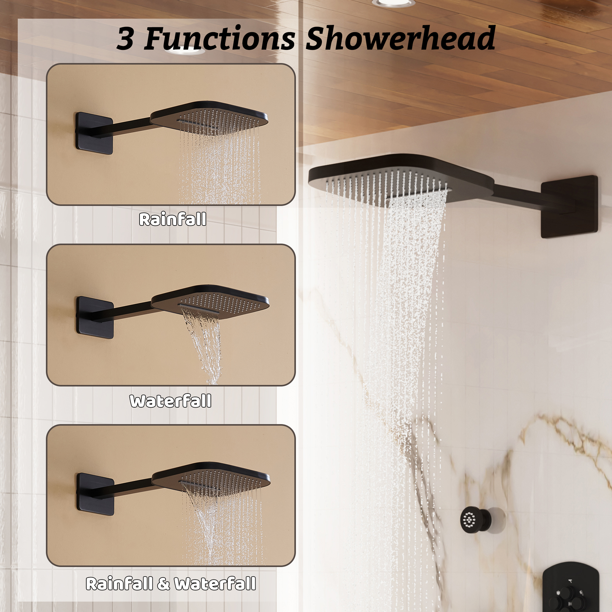 Luxurious Balancing Valve Shower System with 360° Body Jets and Water Bar Spray