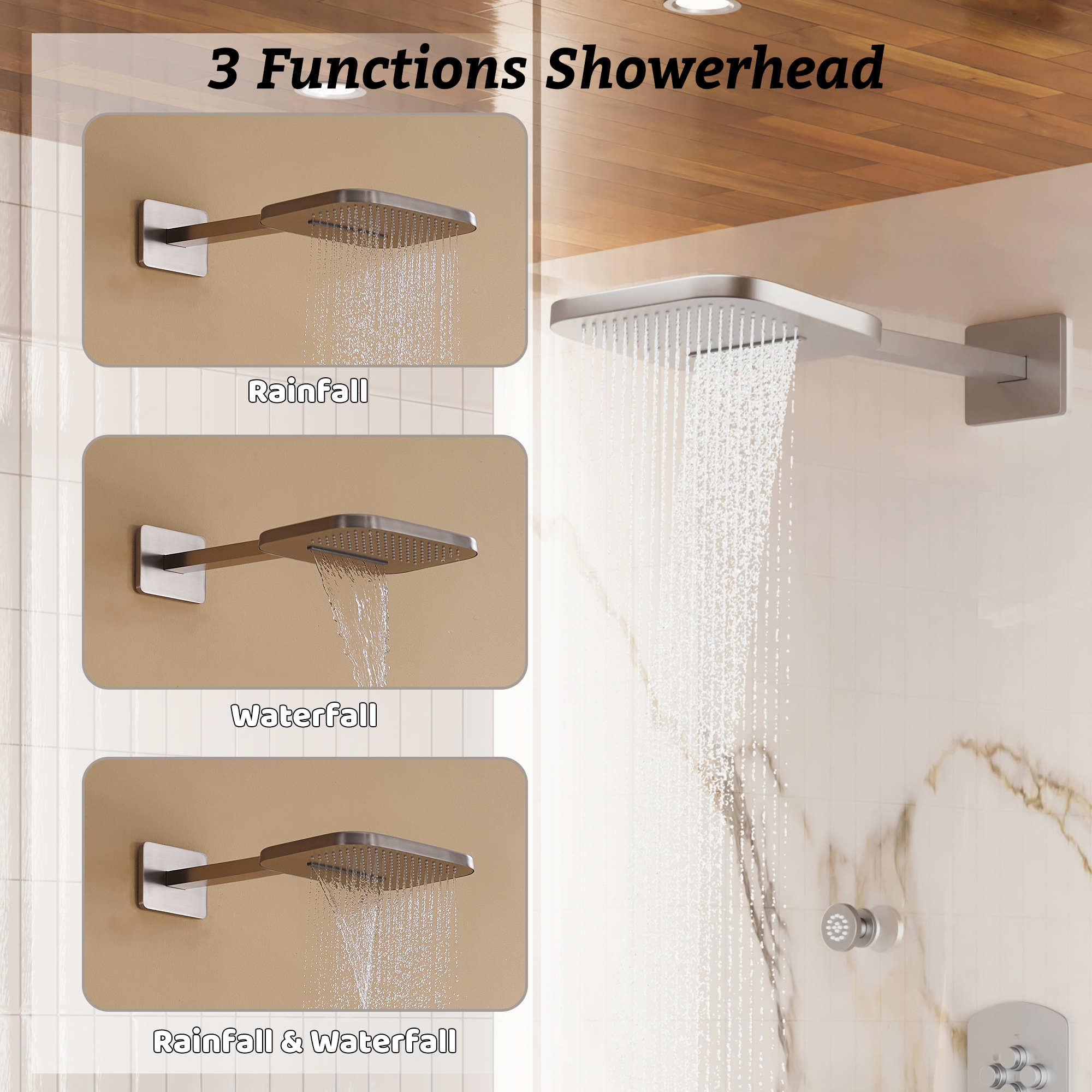 Luxurious Balancing Valve Shower System with 360° Body Jets and Water Bar Spray
