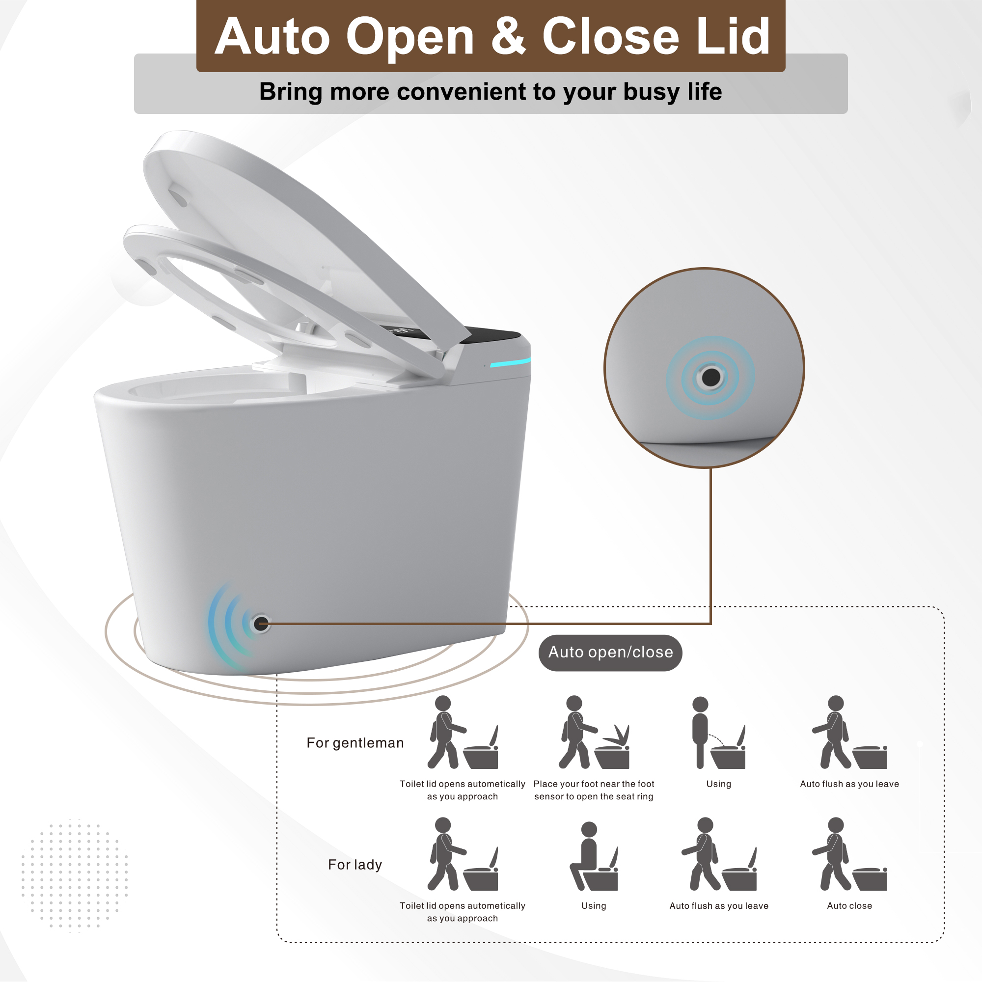 Modern Smart Toilet with Built-in Bidet Seat and LED Display