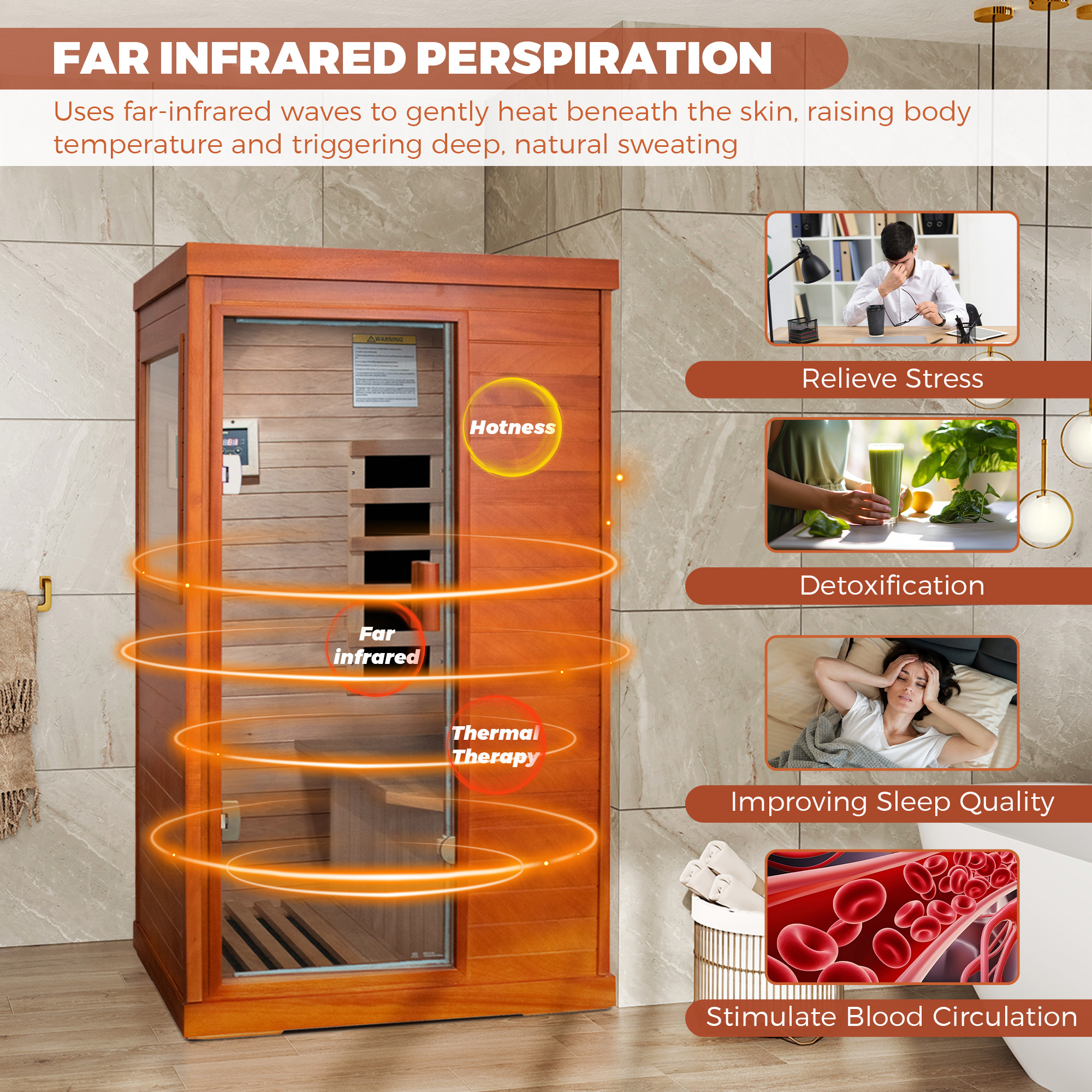 1-Person Indoor Infrared Sauna Room with Bluetooth & LED Light