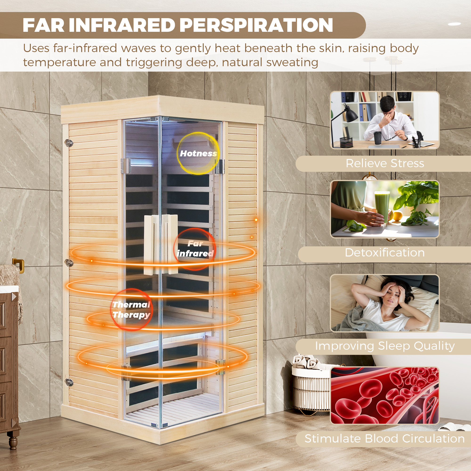 1-Person Home Infrared Sauna with Quick Assembly and Bluetooth Audio & LED Lights