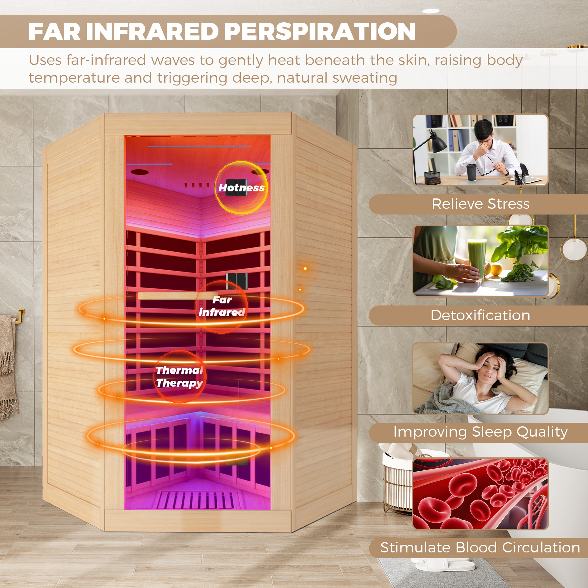 Canadian Hemlock 2-Person Infrared Corner Sauna with Chromotherapy & Bluetooth