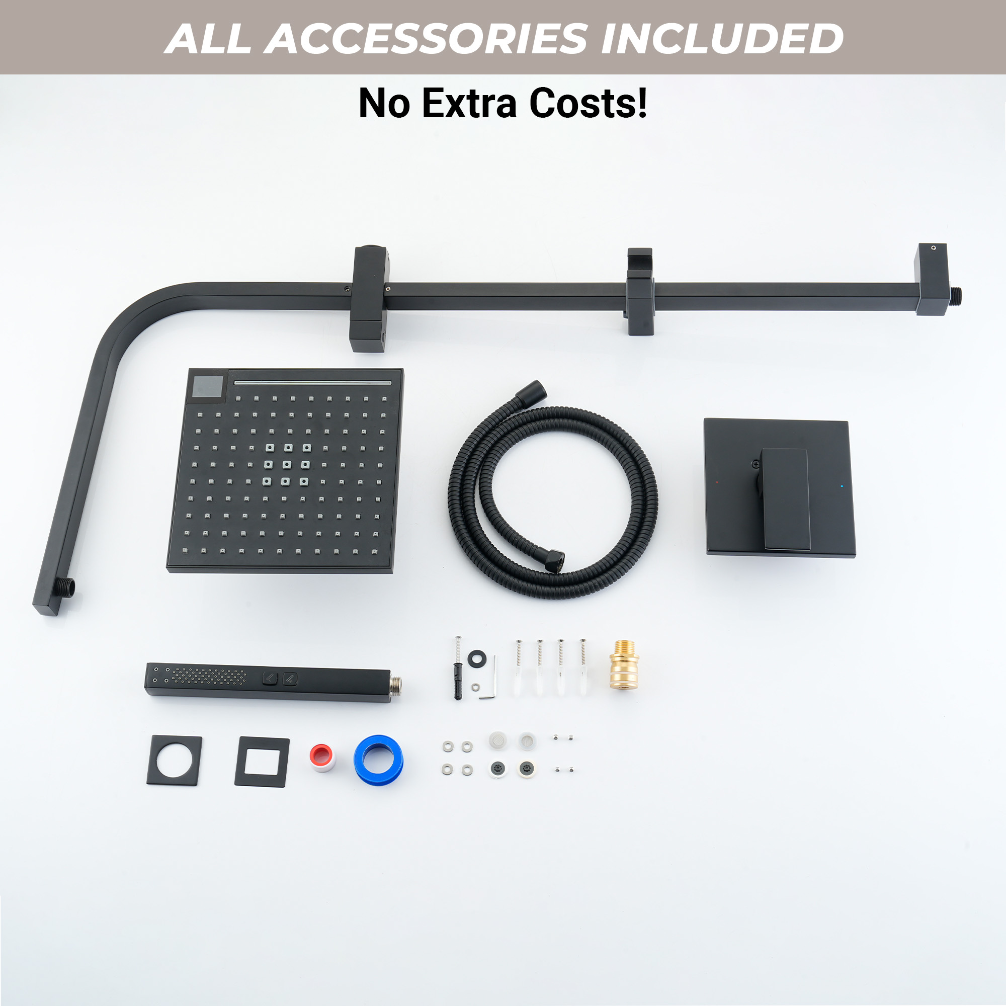 8.5-inch Pressure-Balanced Shower System with Digital Temperature Display