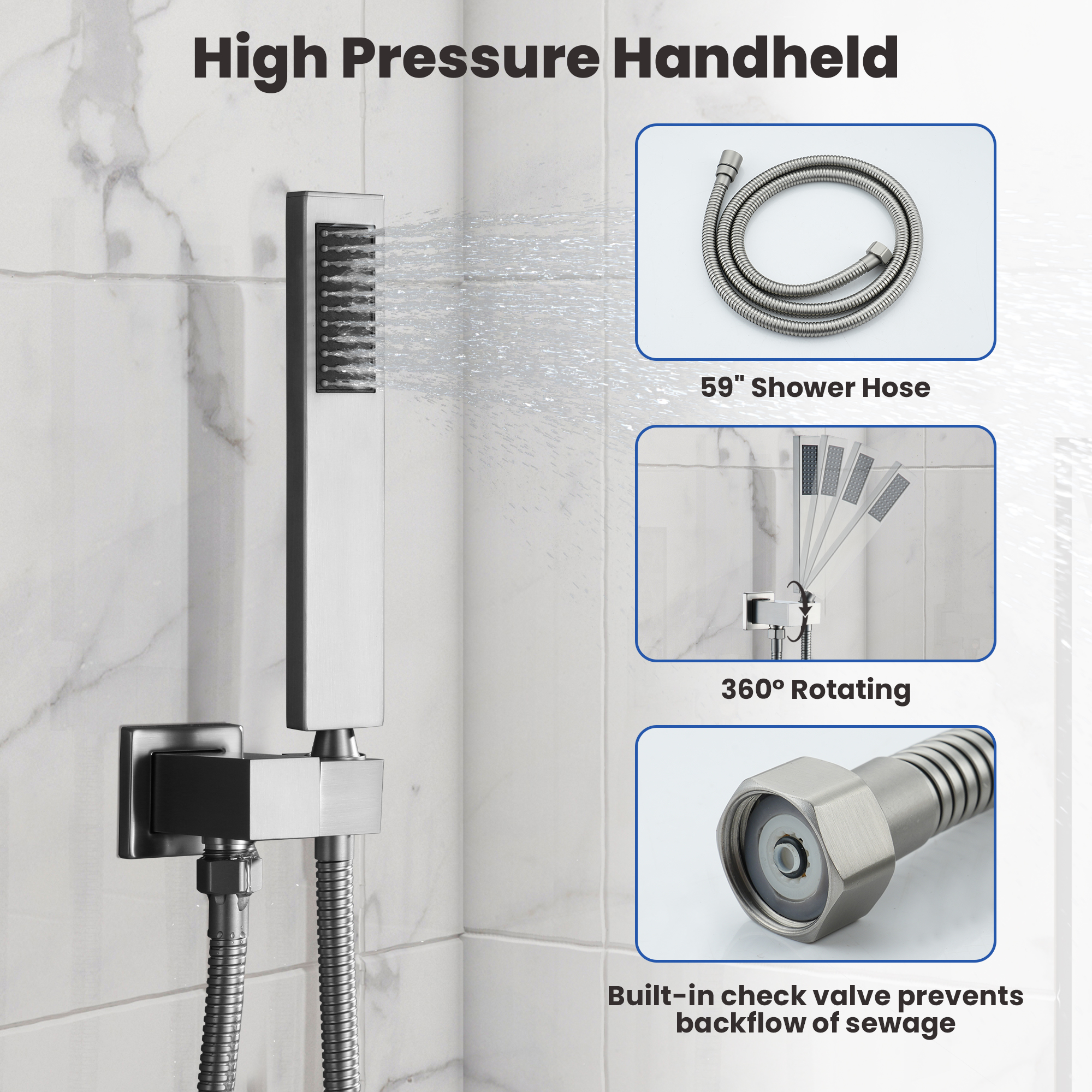 10" Three Function Pressure Balance Shower System with Valve Included
