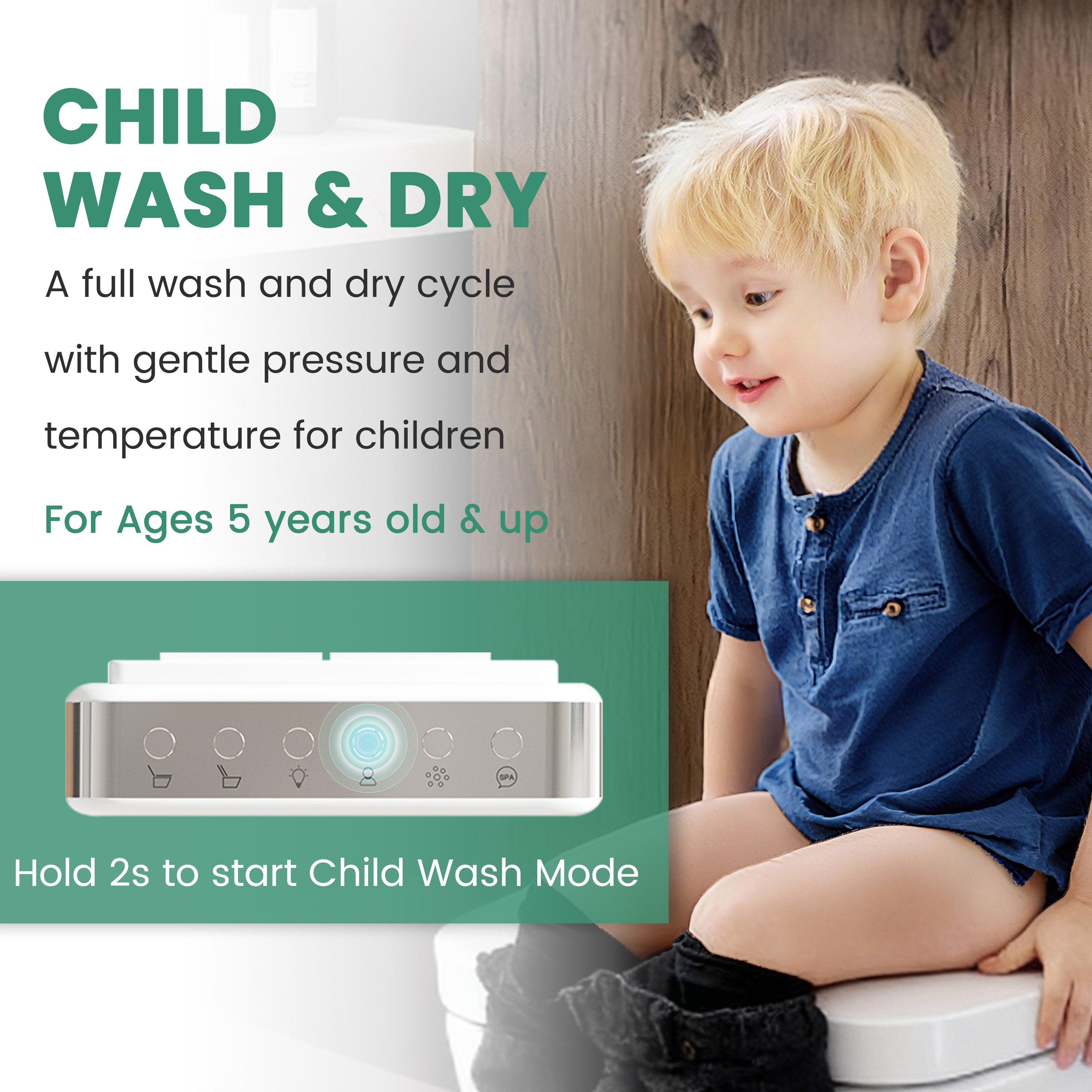 Elongated White Square-Shaped Tankless Smart Bidet Toilet