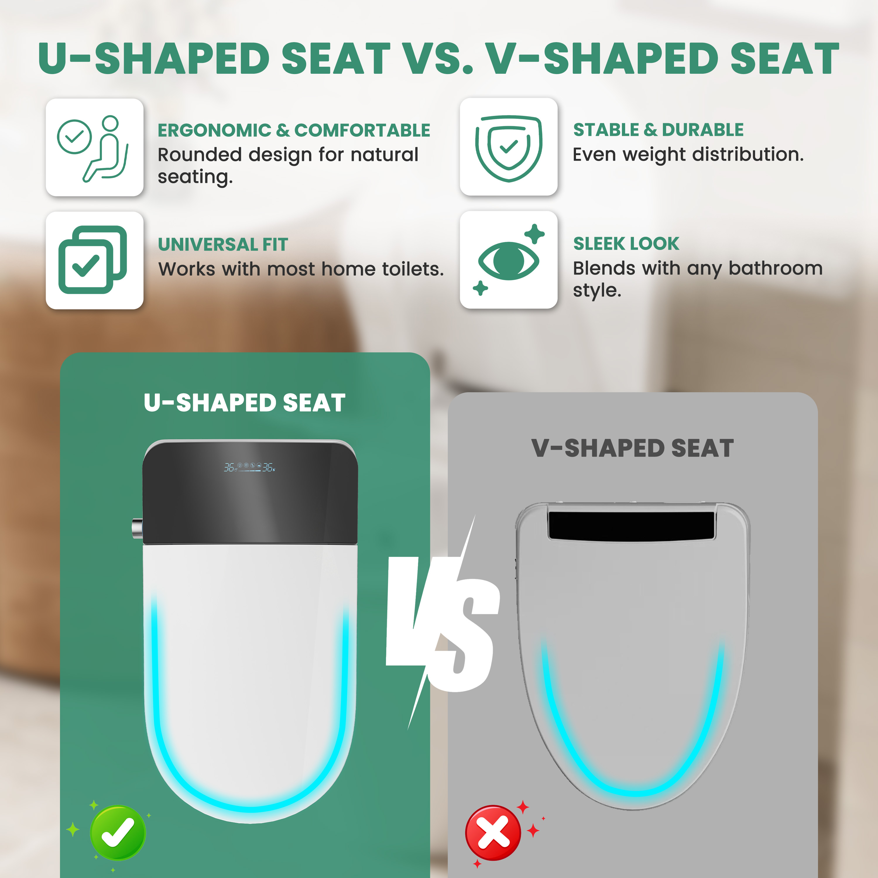 Elongated White Ceramic Tankless Smart Bidet Toilet with Remote Control