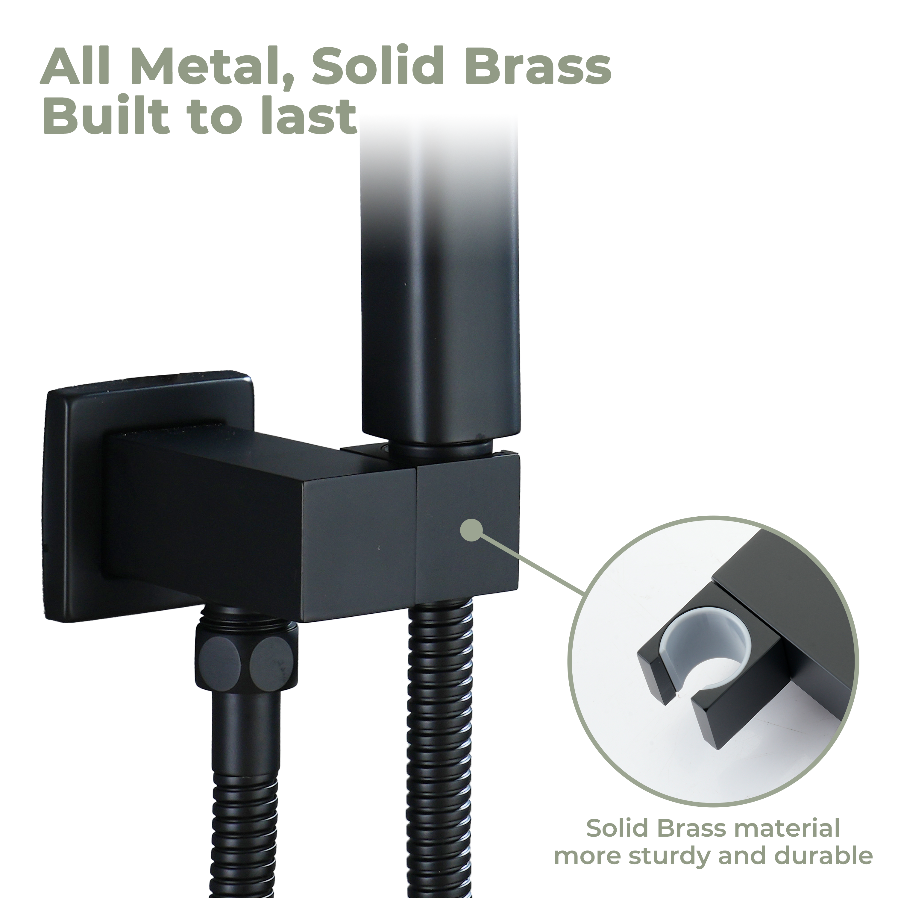 Square Brass Handheld Shower Holder with Adjustable Angle