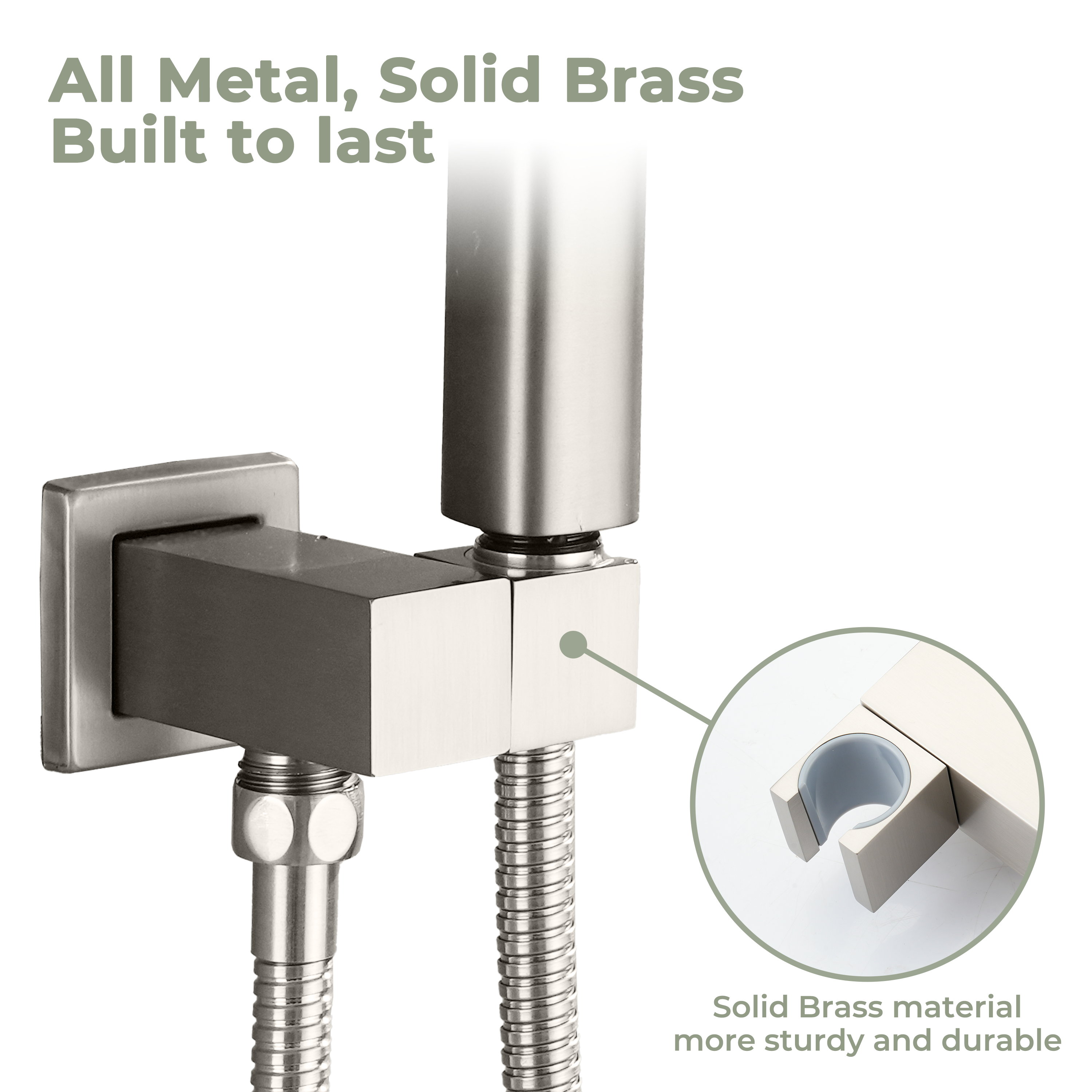 Square Brass Handheld Shower Holder with Adjustable Angle