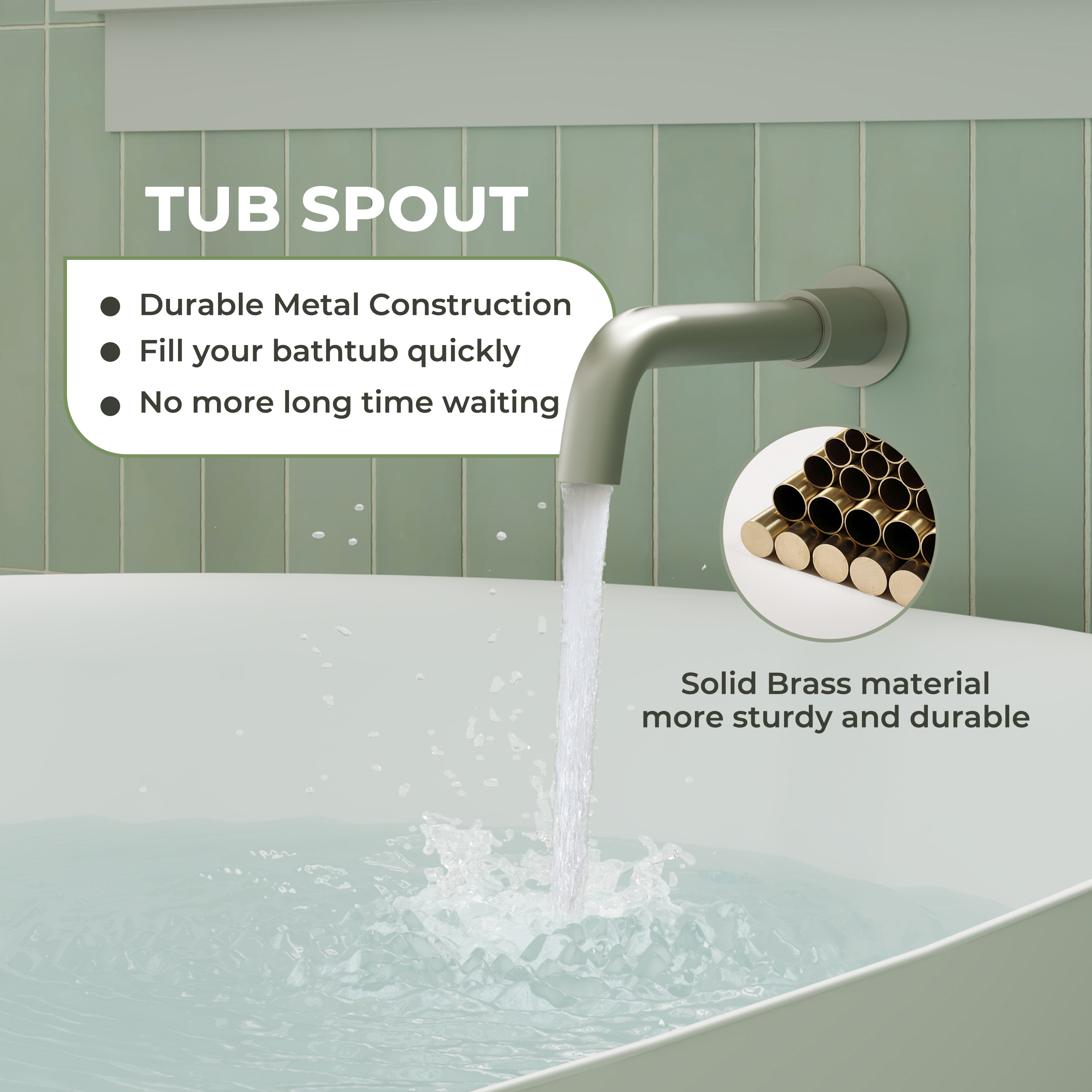 Round Brass Tub Spout with 360° Rotatable Outlet Tub Filler