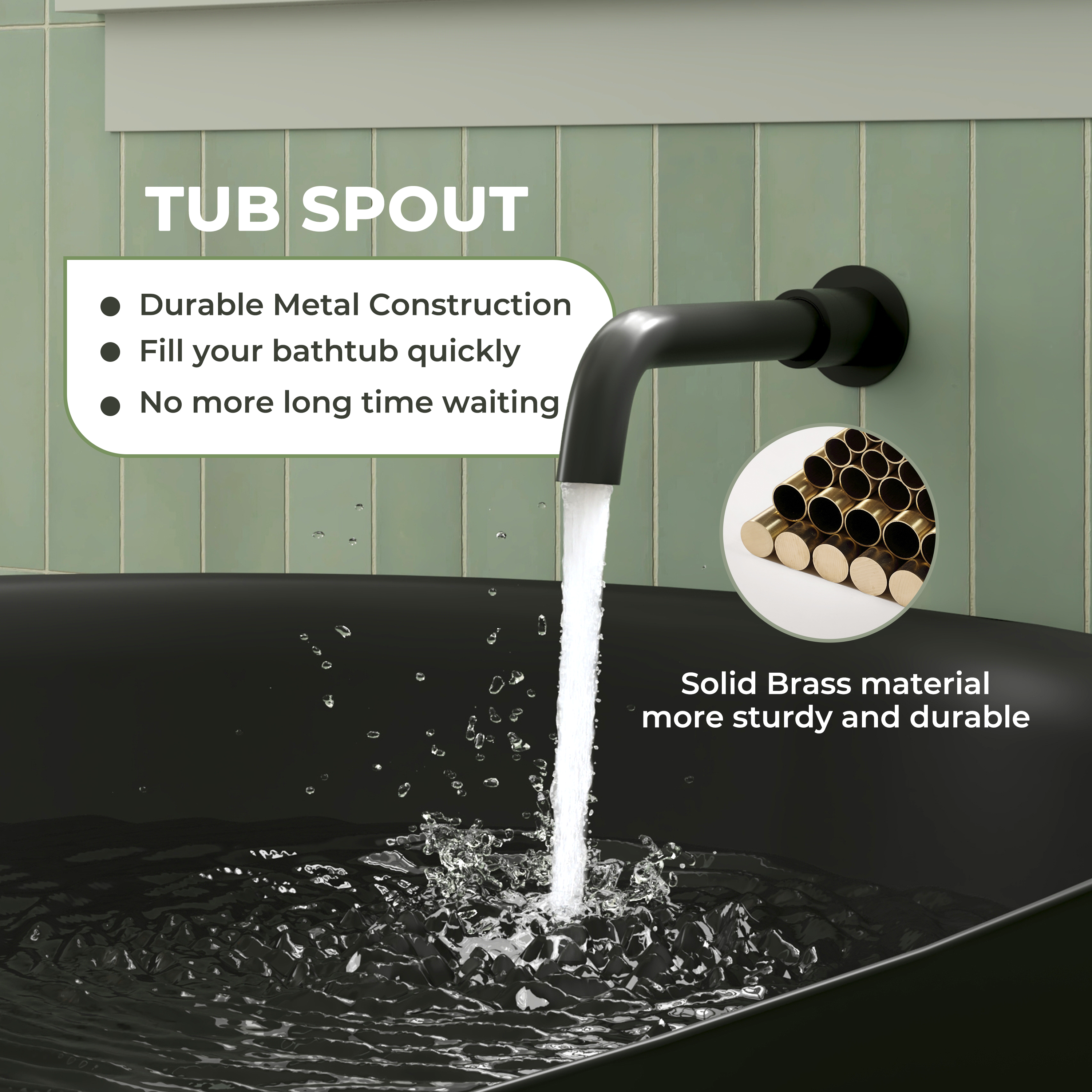 Round Brass Tub Spout with 360° Rotatable Outlet Tub Filler
