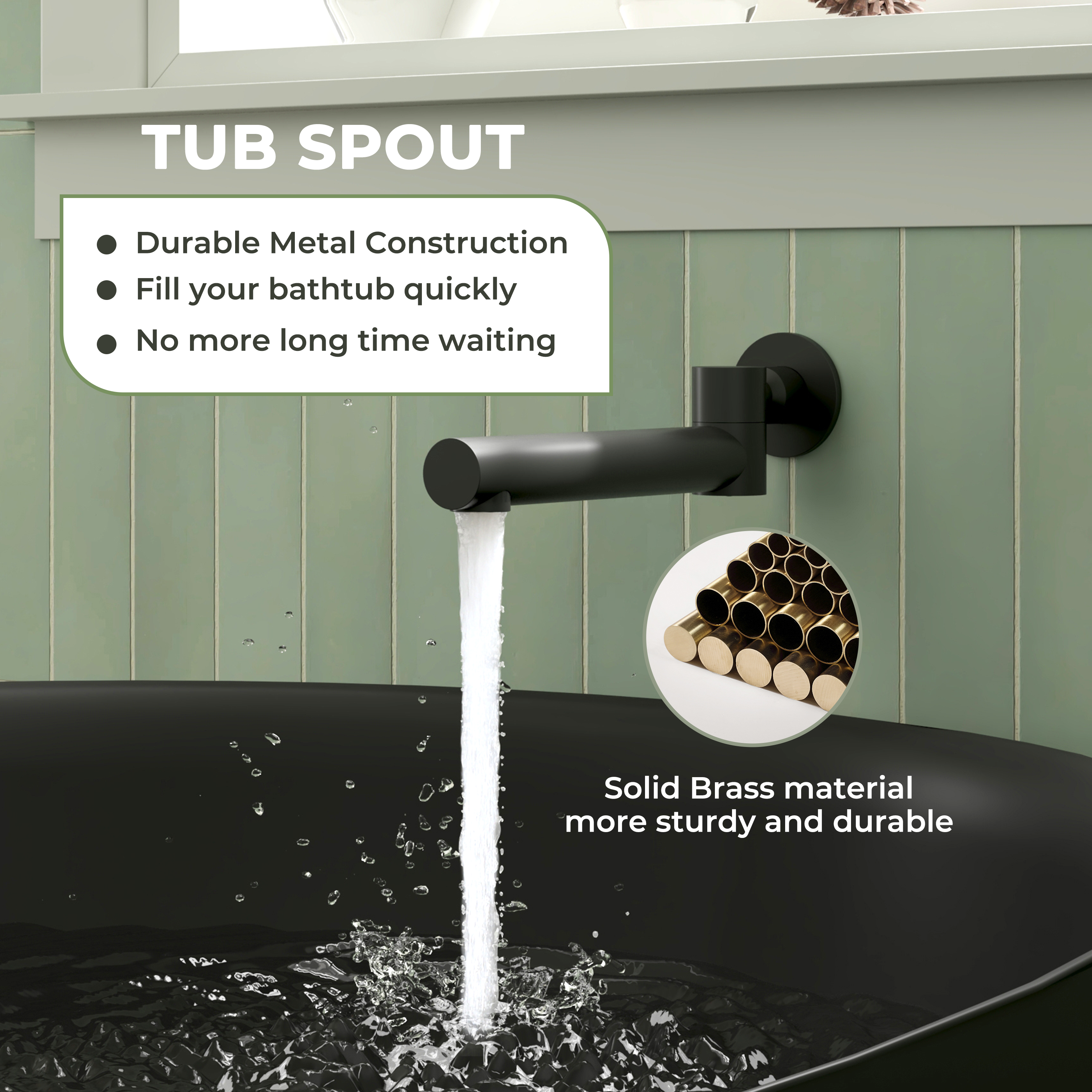 Round Brass Tub Spout with 180° Swing Outlet and Decoration Cover