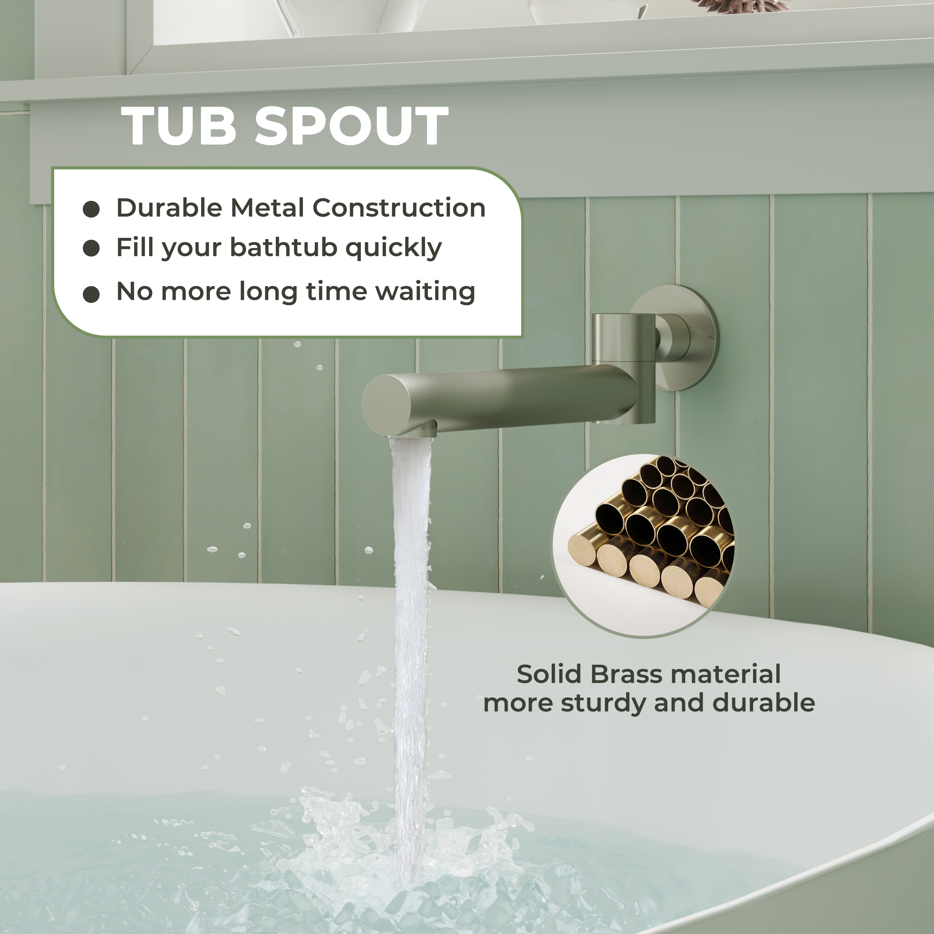 Round Brass Tub Spout with 180° Swing Outlet and Decoration Cover