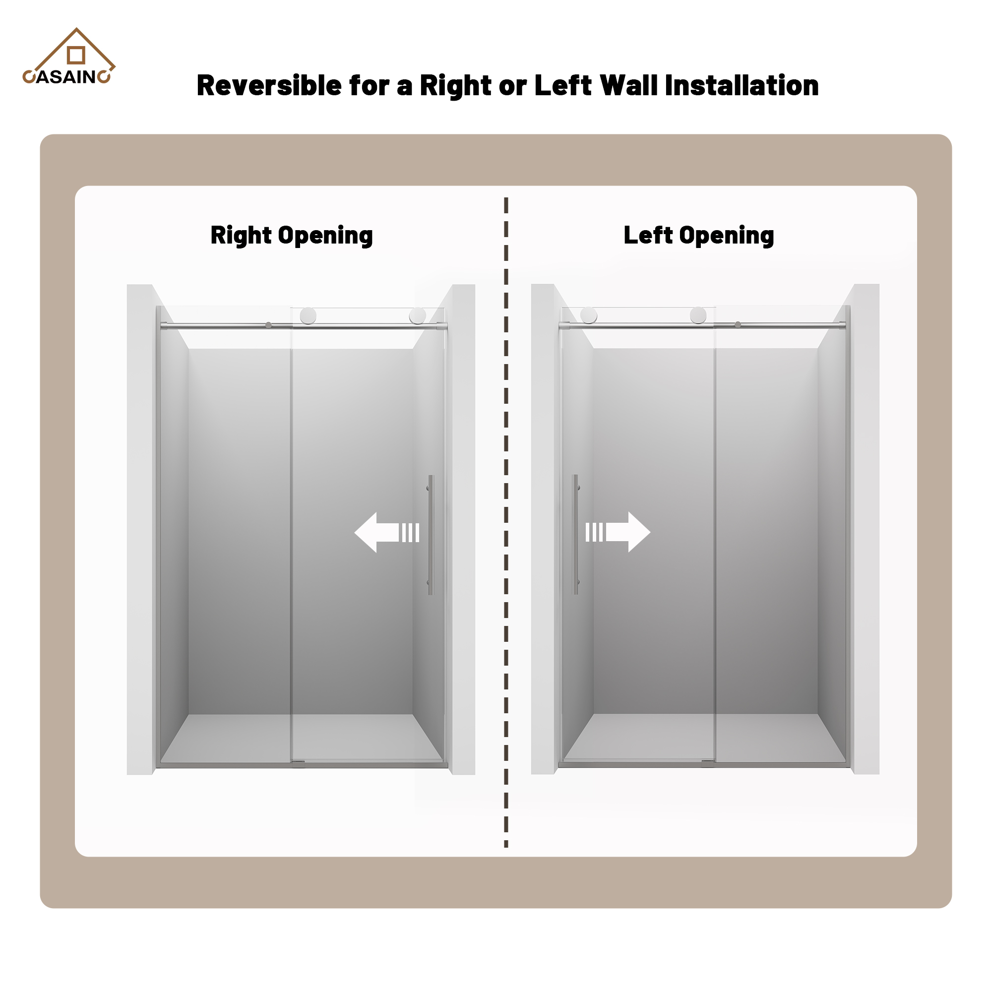 48"x76" Frameless Shower Door with Cushioned Single Slide Shower Enclosure in Brushed Nickel/Chrome/Matte Black/Brushed Gold