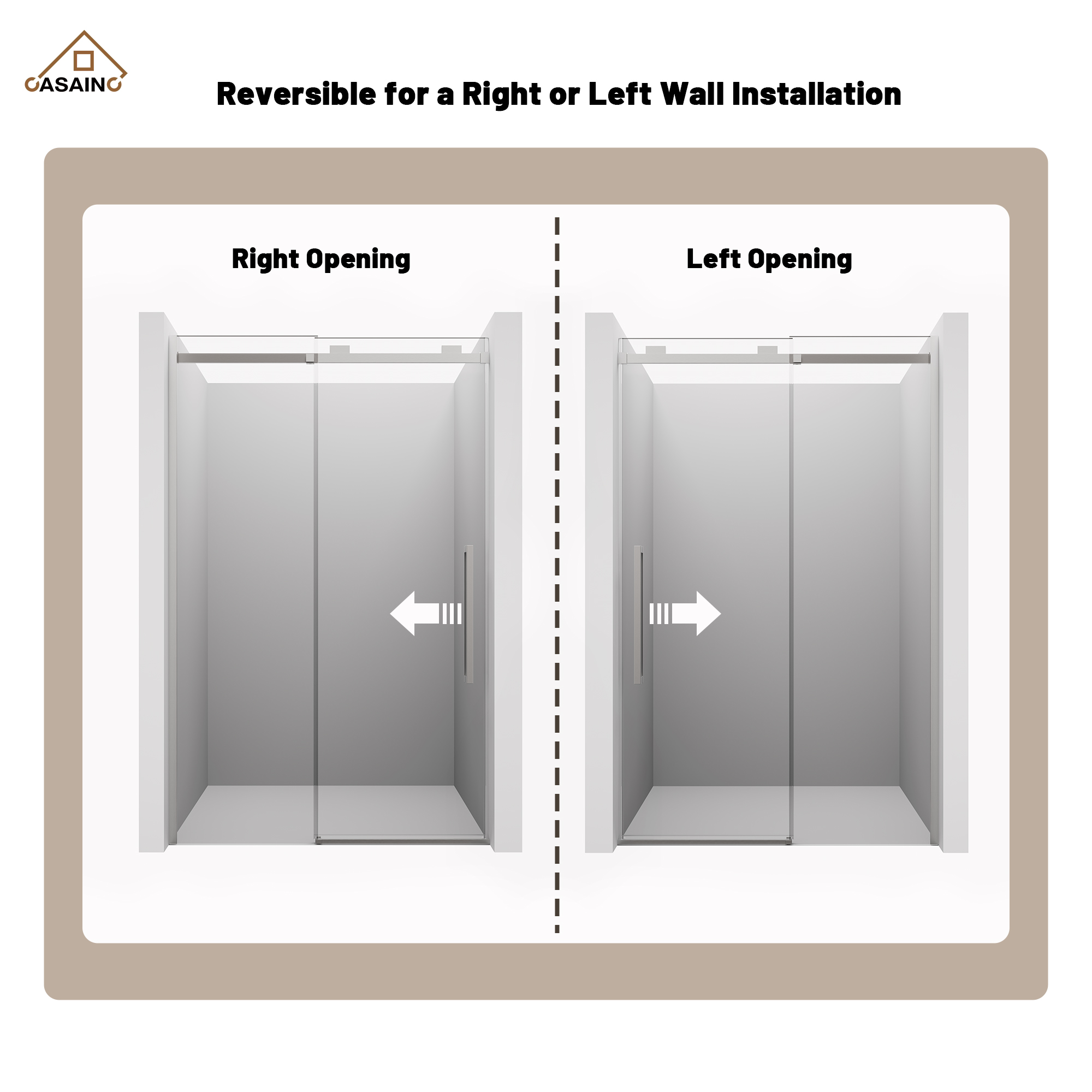 48"x76" Frameless Shower Door with Cushioned Single Slide in Brushed Nickel/Chromed/Matte Black/Brushed Gold, 0.39 inch SGCC-certified Tempered Shower Glass