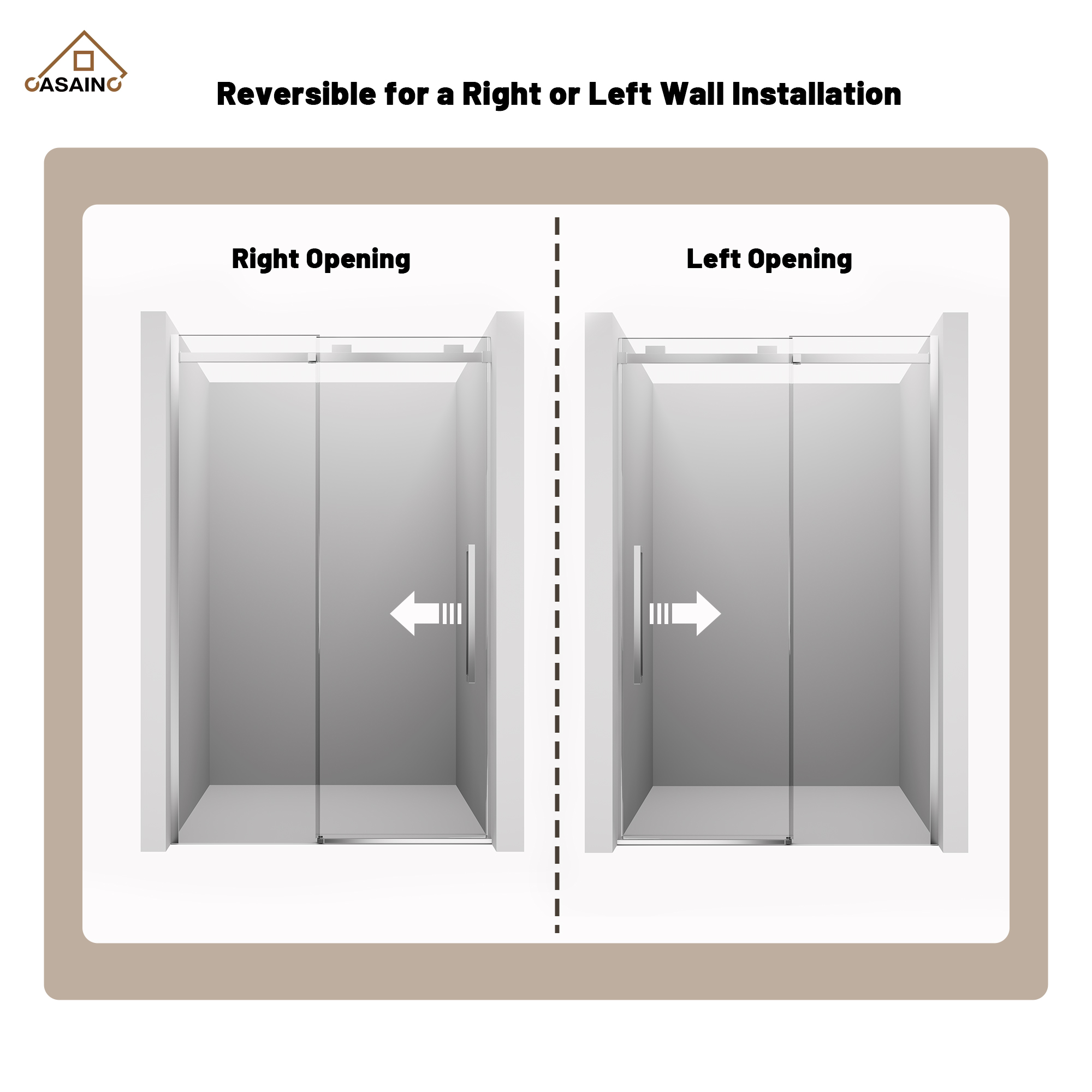 48"x76" Frameless Shower Door with Cushioned Single Slide in Brushed Nickel/Chromed/Matte Black/Brushed Gold, 0.39 inch SGCC-certified Tempered Shower Glass