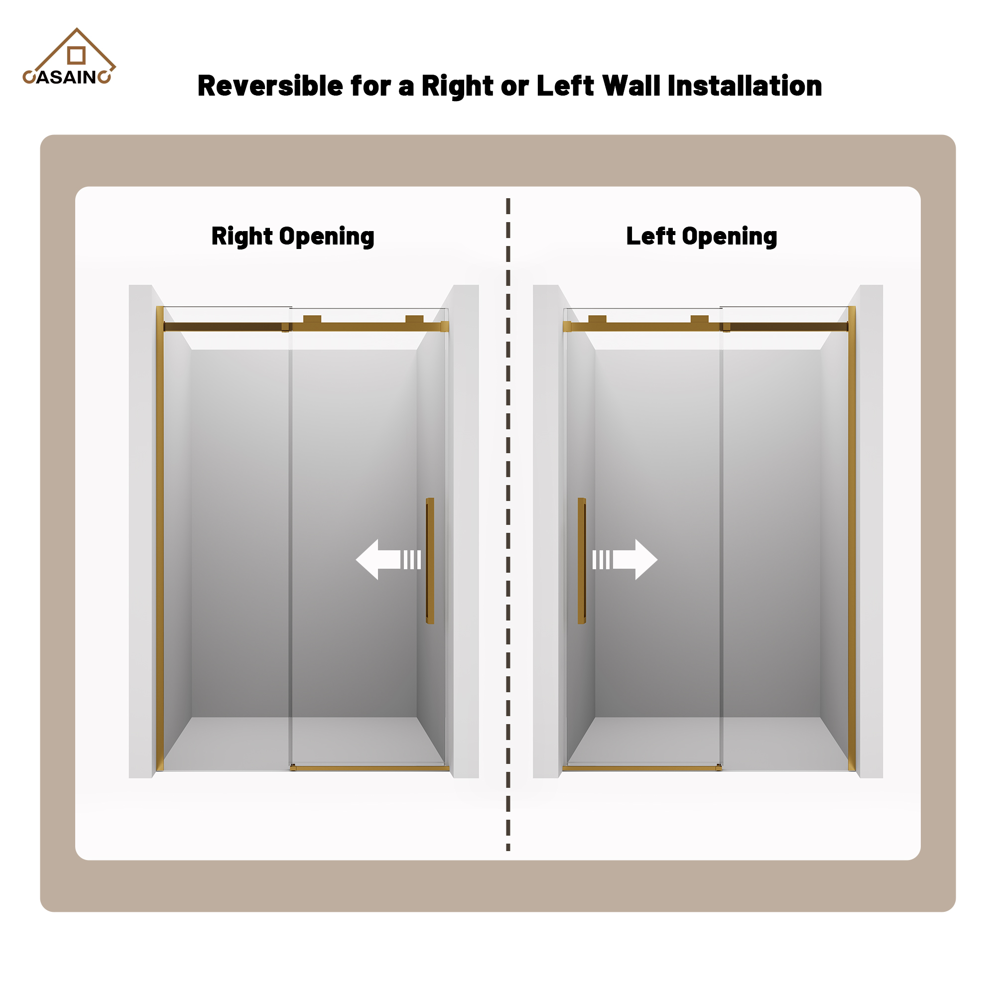 48"x76" Frameless Shower Door with Cushioned Single Slide in Brushed Nickel/Chromed/Matte Black/Brushed Gold, 0.39 inch SGCC-certified Tempered Shower Glass
