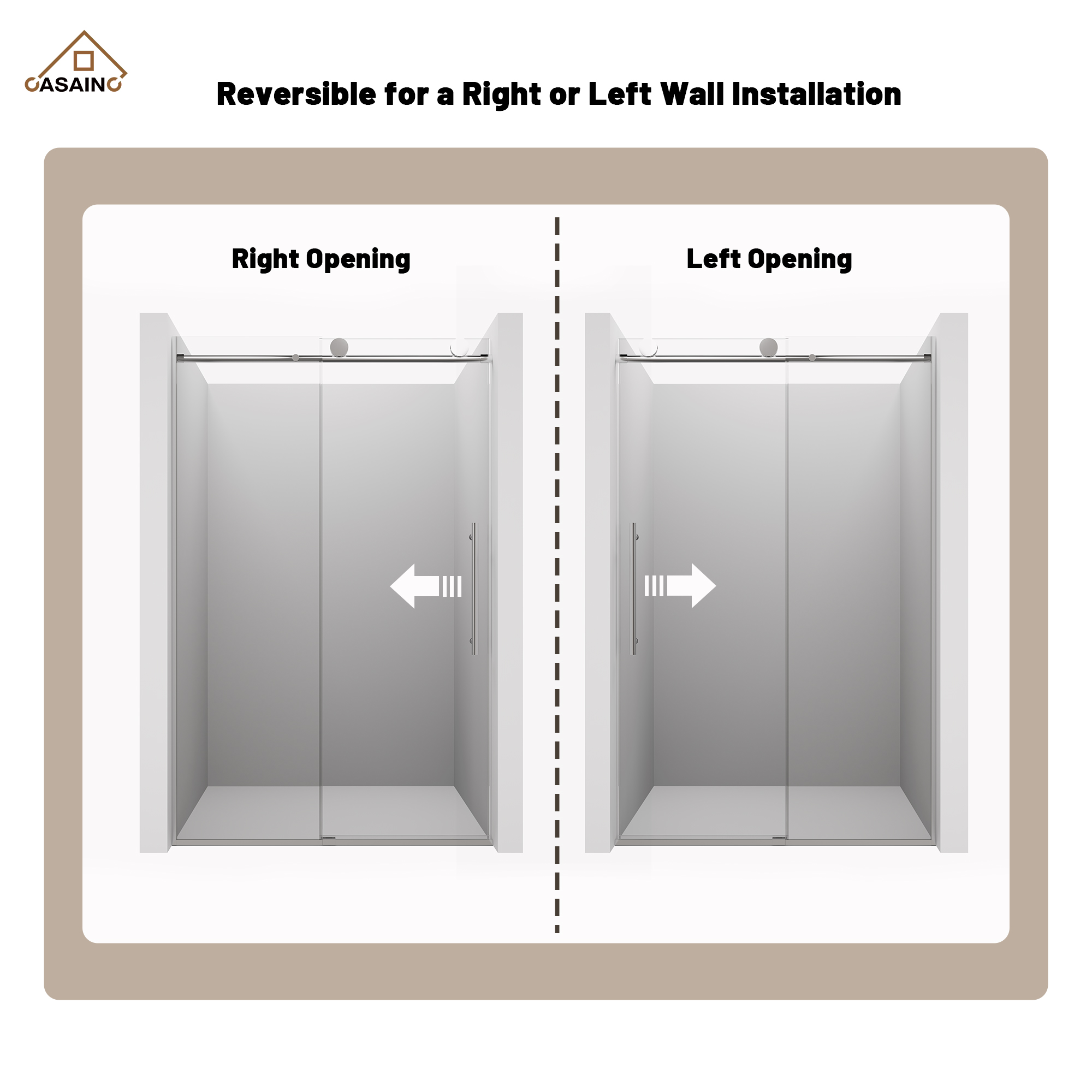 48"x76" Frameless Shower Door with Cushioned Single Slide Shower Enclosure in Brushed Nickel/Chrome/Matte Black/Brushed Gold
