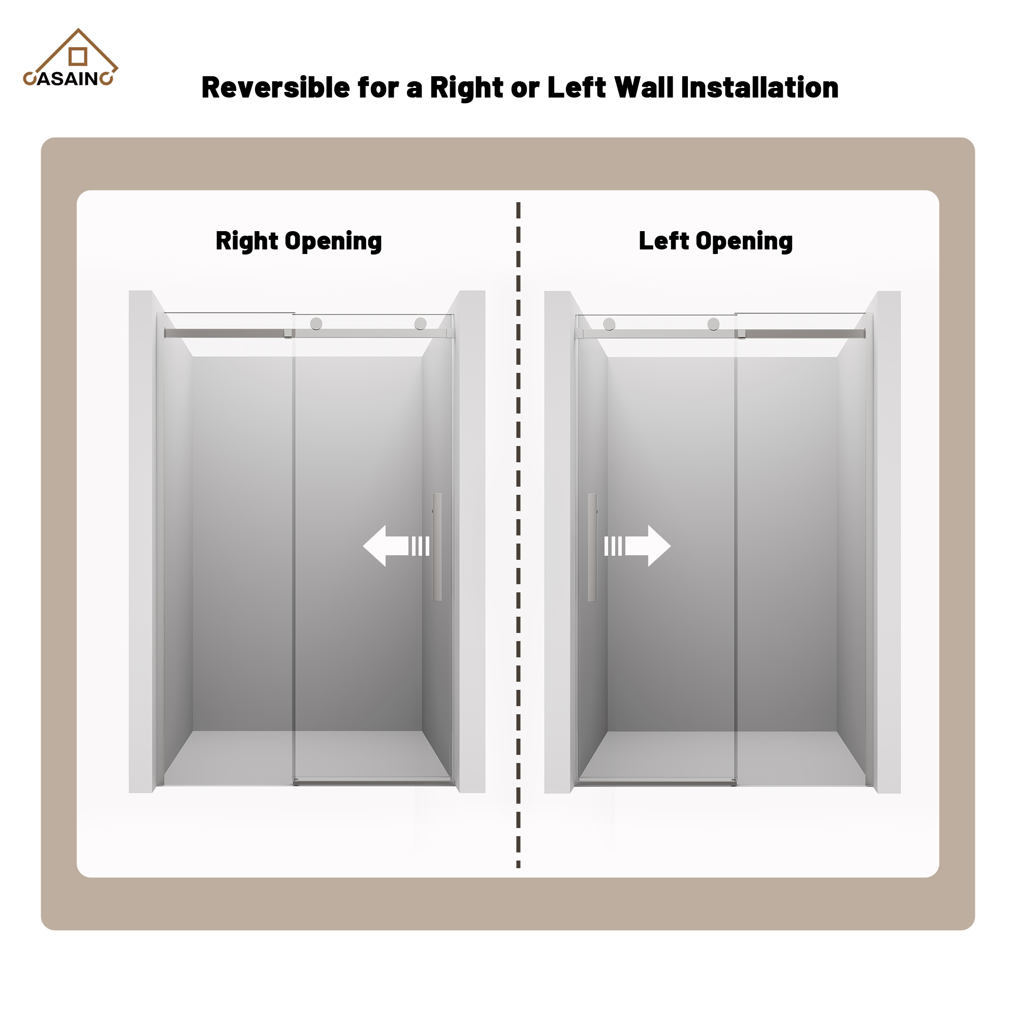 48"x76" Frameless Shower Door with Cushioned Single Slide, SGCC-Certified Tempered Shower Glass Door in Matte Black/Chrome/Brushed Nickel/Brushed Gold