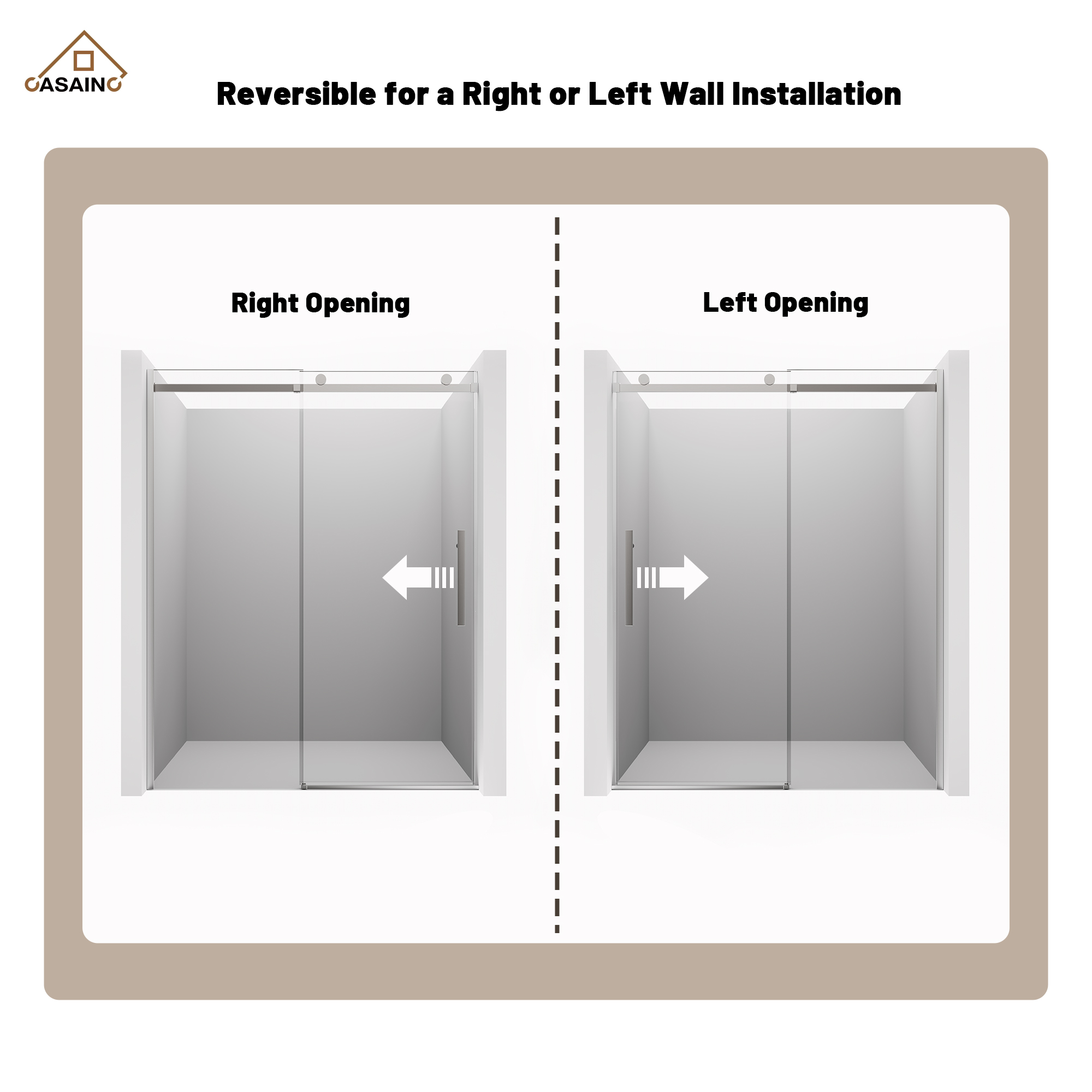 60"x76" Frameless Shower Door with Cushioned Single Slide, SGCC-Certified Tempered Shower Glass Door in Matte Black/Chrome/Brushed Nickel/Brushed Gold