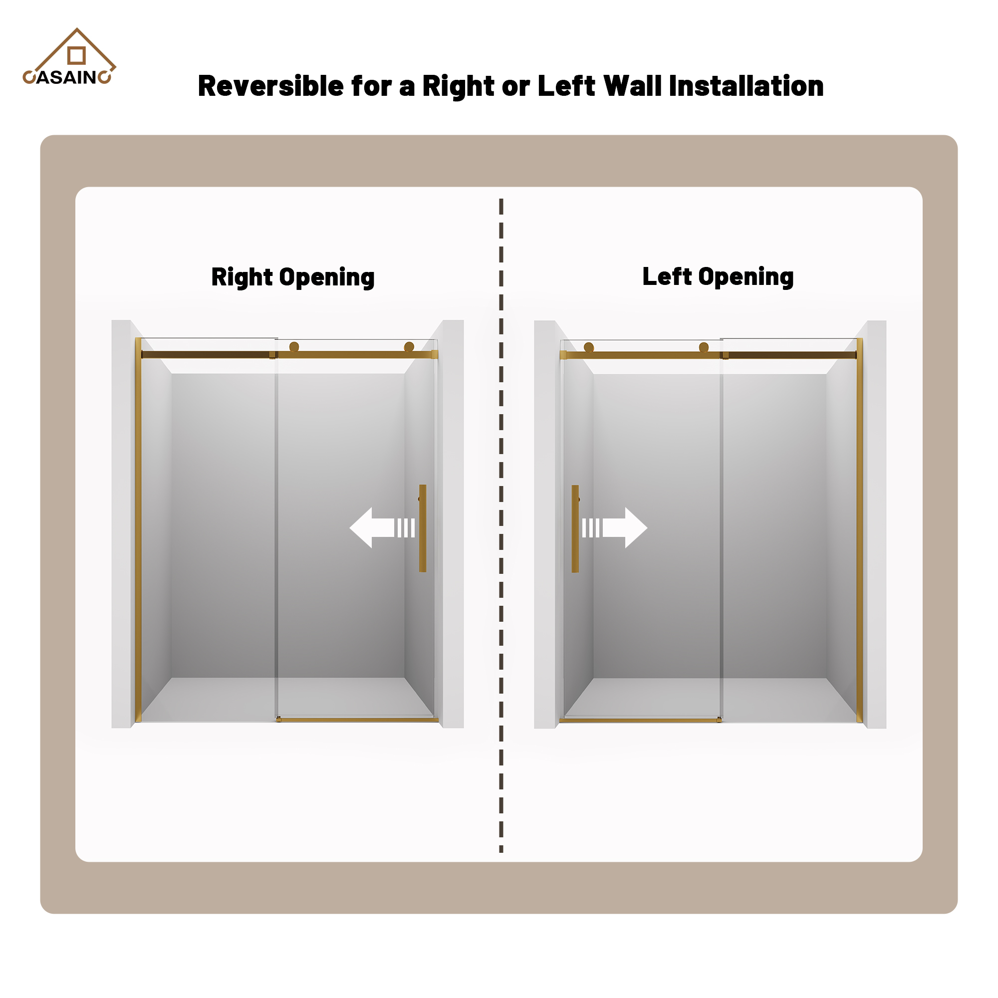 60"x76" Frameless Shower Door with Cushioned Single Slide, SGCC-Certified Tempered Shower Glass Door in Matte Black/Chrome/Brushed Nickel/Brushed Gold