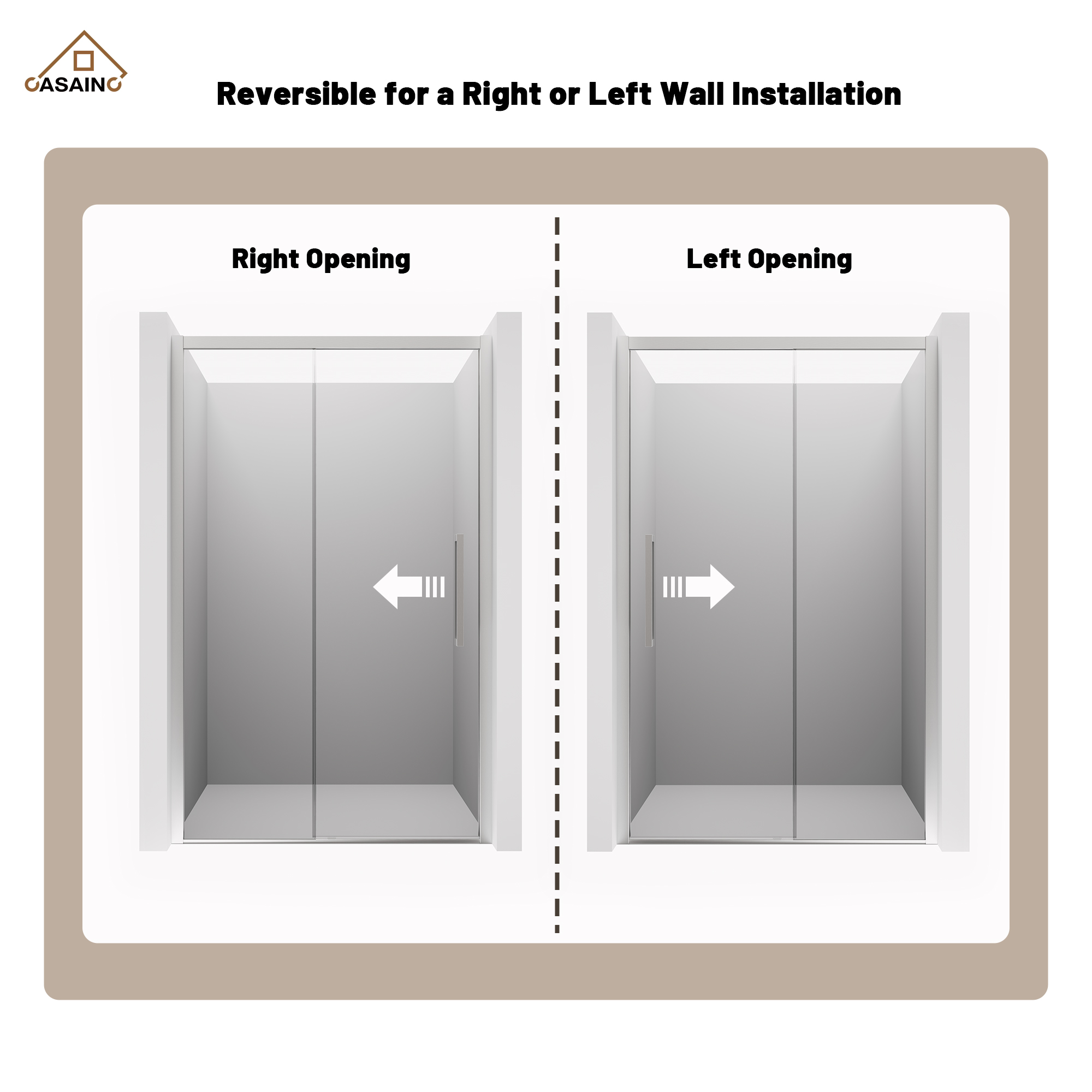 48"x76" Framed Shower Door with Cushioned Single Slide in Brushed Nickel/Chromed/Matte Black, 0.32 inch SGCC-certified Tempered Shower Glass