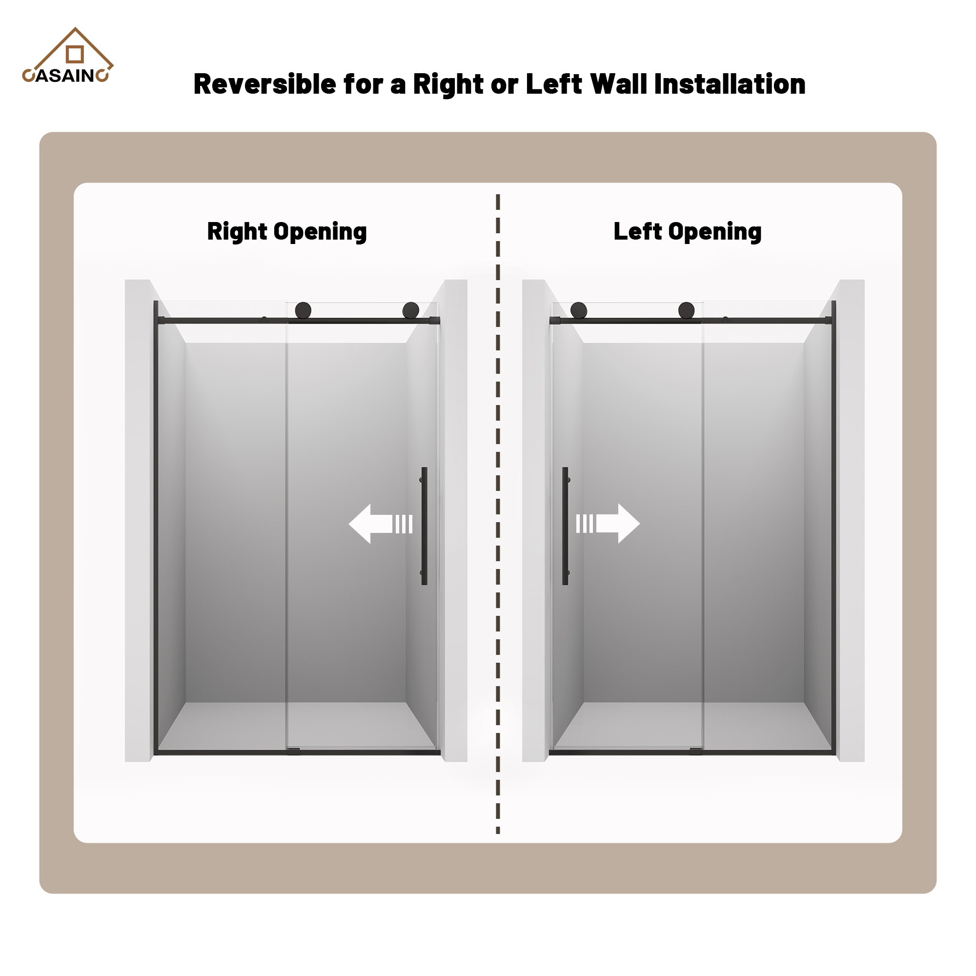 48"x76" Frameless Shower Door with Cushioned Single Slide Shower Enclosure in Brushed Nickel/Chrome/Matte Black/Brushed Gold