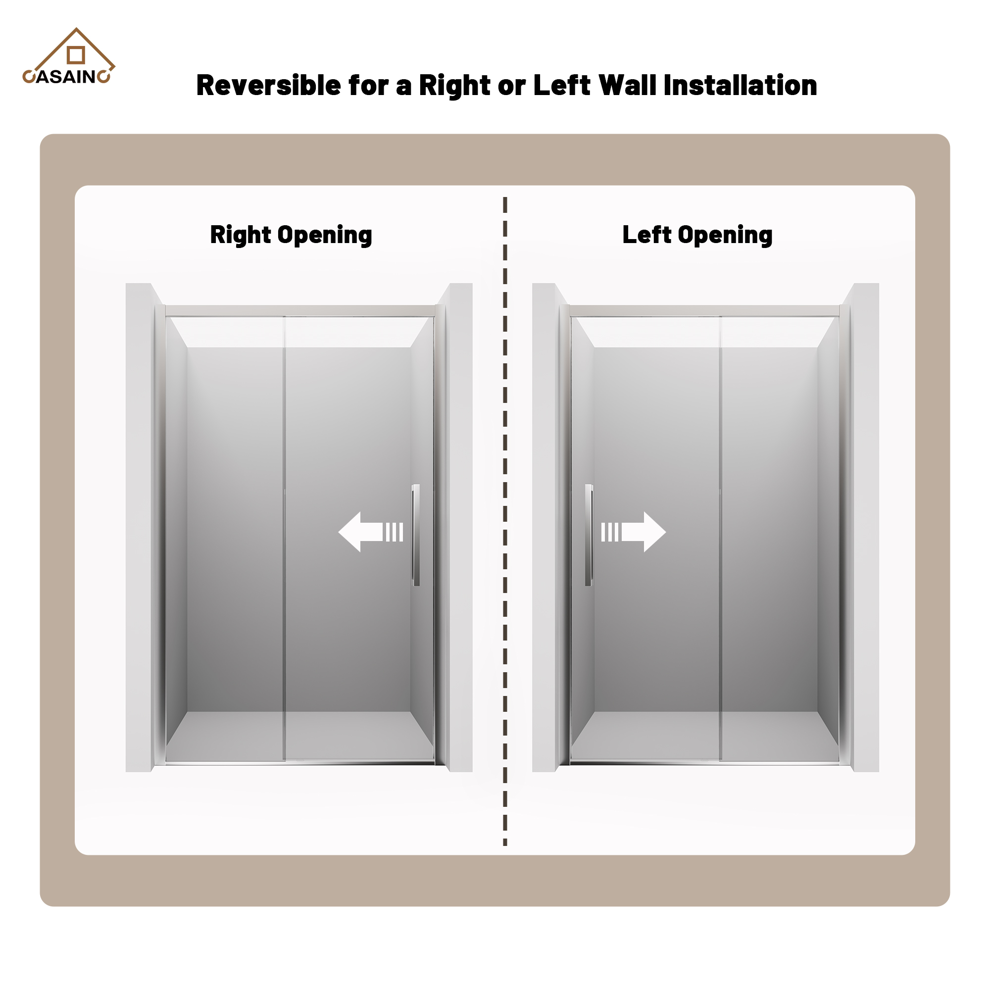 48"x76" Framed Shower Door with Cushioned Single Slide in Brushed Nickel/Chromed/Matte Black, 0.32 inch SGCC-certified Tempered Shower Glass