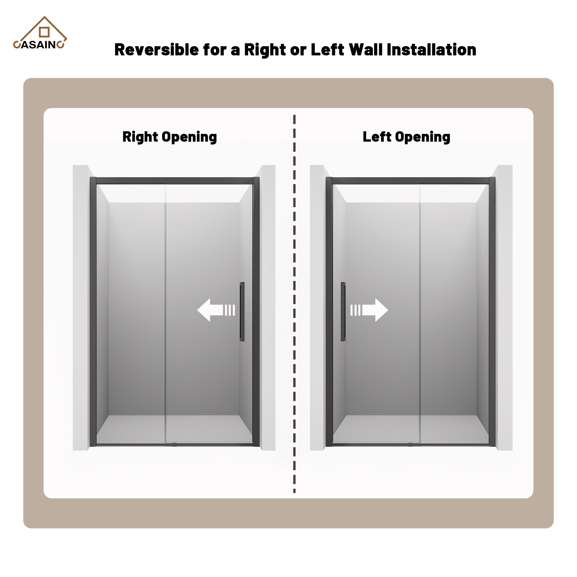 48"x76" Framed Shower Door with Cushioned Single Slide in Brushed Nickel/Chromed/Matte Black, 0.32 inch SGCC-certified Tempered Shower Glass