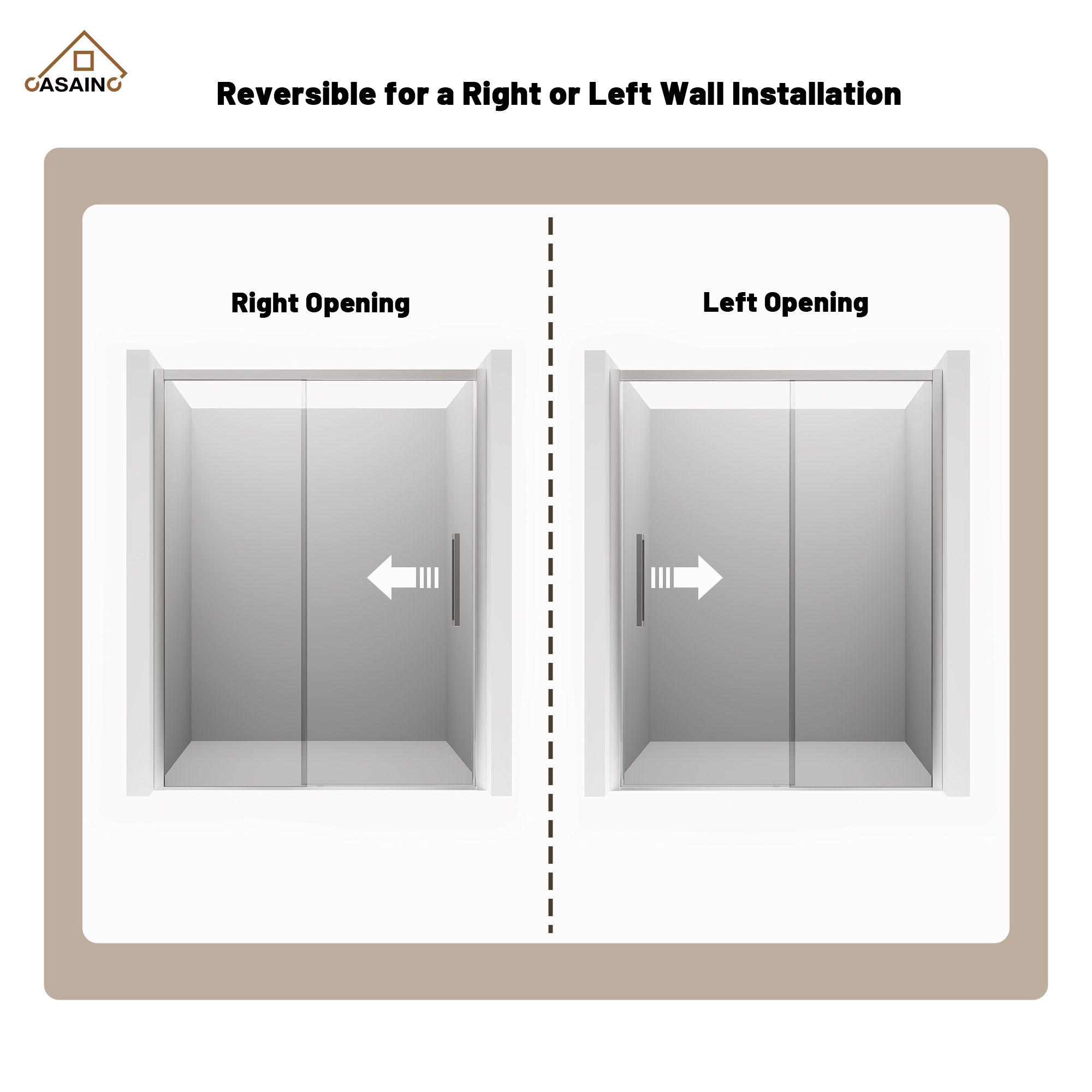60"x76" Framed Shower Door with Cushioned Single Slide in Brushed Nickel/Chromed/Matte Black, SGCC-certified Tempered Shower Glass