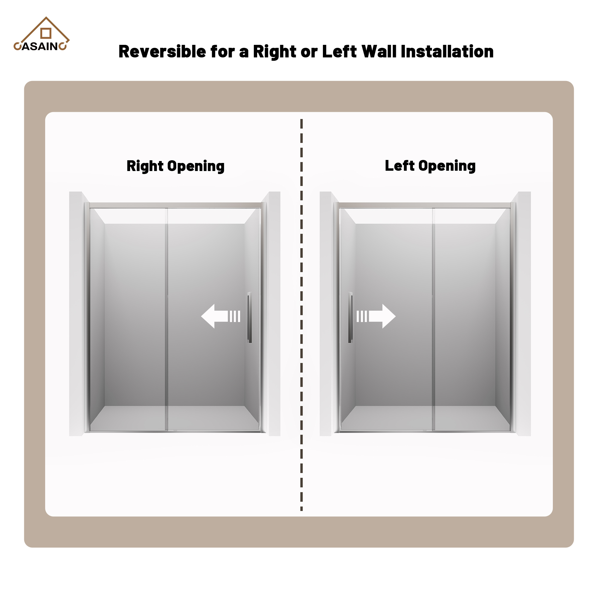 60"x76" Framed Shower Door with Cushioned Single Slide in Brushed Nickel/Chromed/Matte Black, SGCC-certified Tempered Shower Glass