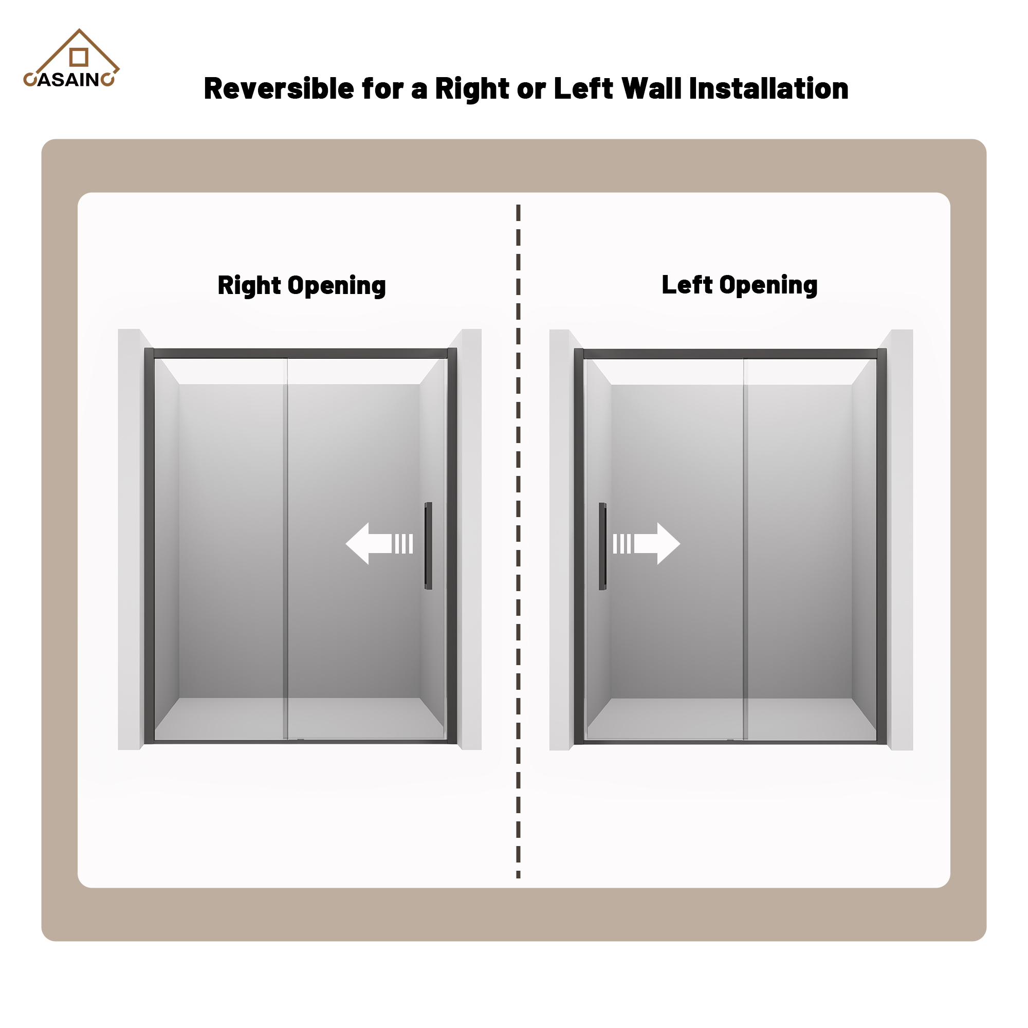 60"x76" Framed Shower Door with Cushioned Single Slide in Brushed Nickel/Chromed/Matte Black, SGCC-certified Tempered Shower Glass