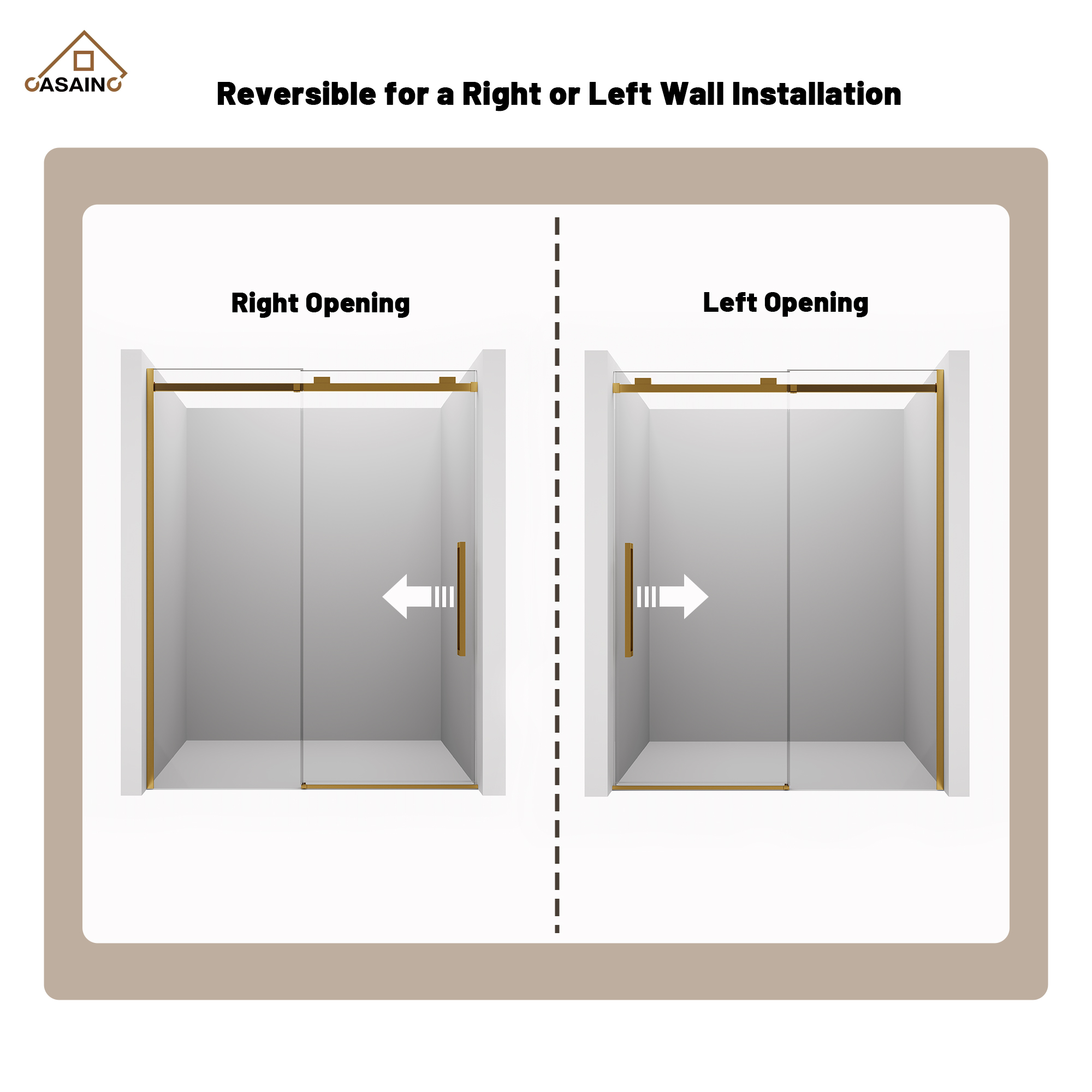60"x76" Frameless Shower Door with Cushioned Single Slide in Brushed Nickel/Chromed/Matte Black/Brushed Gold, SGCC-certified Tempered Shower Glass