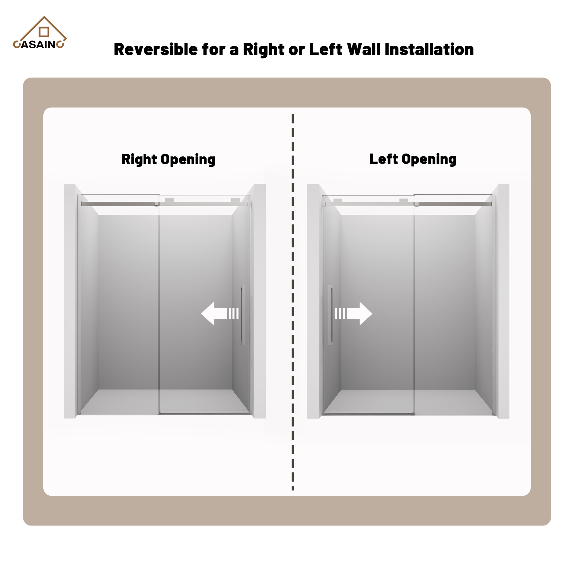 60"x76" Frameless Shower Door with Cushioned Single Slide in Brushed Nickel/Chromed/Matte Black/Brushed Gold, SGCC-certified Tempered Shower Glass