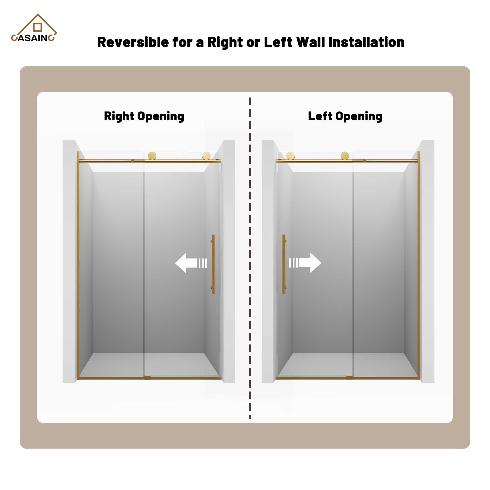 48"x76" Frameless Shower Door with Cushioned Single Slide Shower Enclosure in Brushed Nickel/Chrome/Matte Black/Brushed Gold