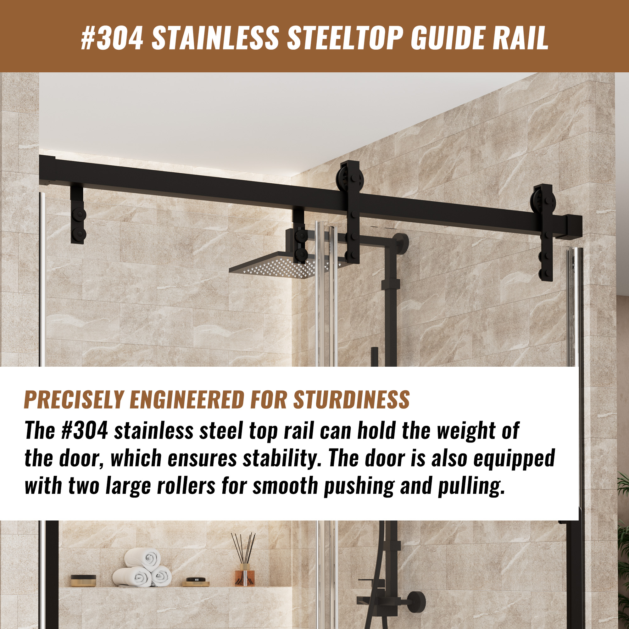 60 in. W x 76 in. H Frameless Shower Door in Matte Black with Tempered Glass