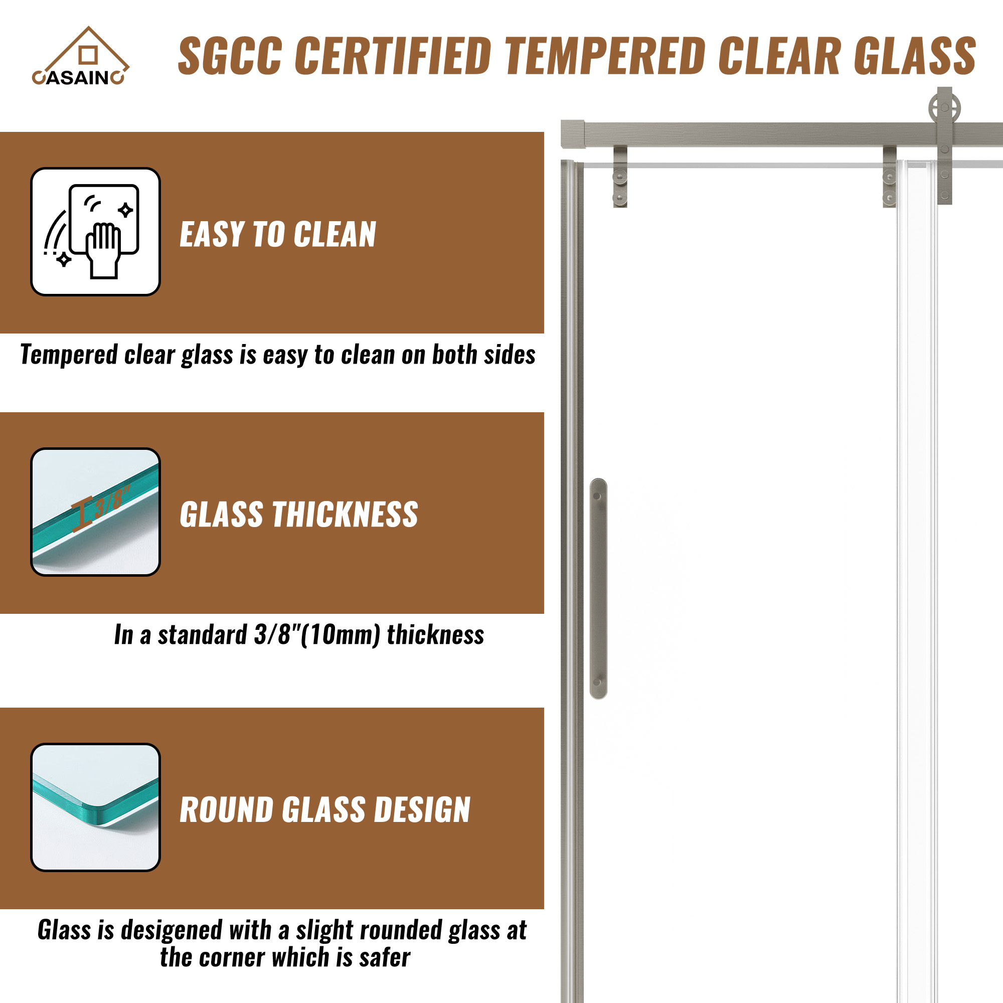 60 in. W x 76 in. H Frameless Shower Door in Matte Black with Tempered Glass