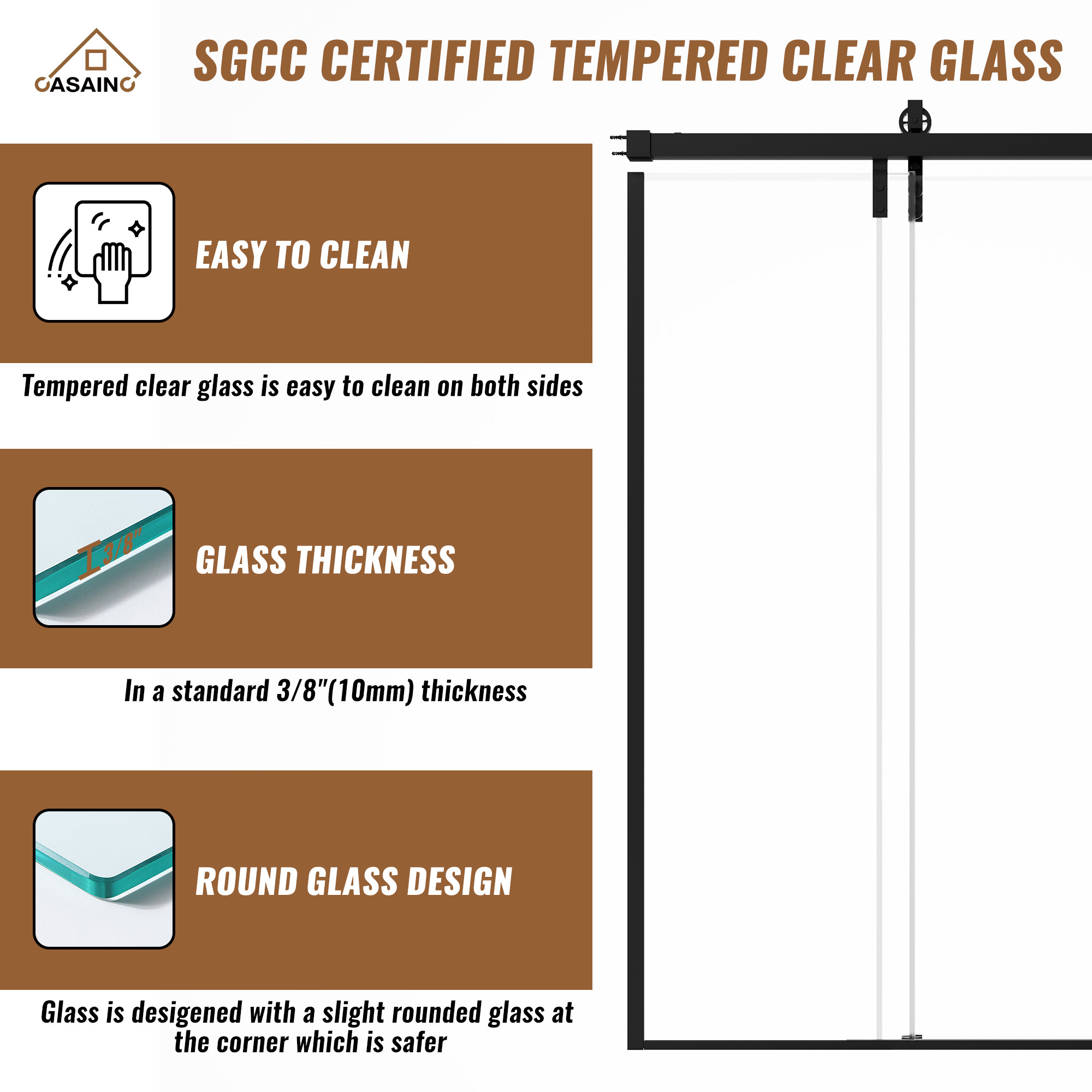 48.6  in. W x 76 in. H Framed Shower Door in Matte Black with Tempered Glass