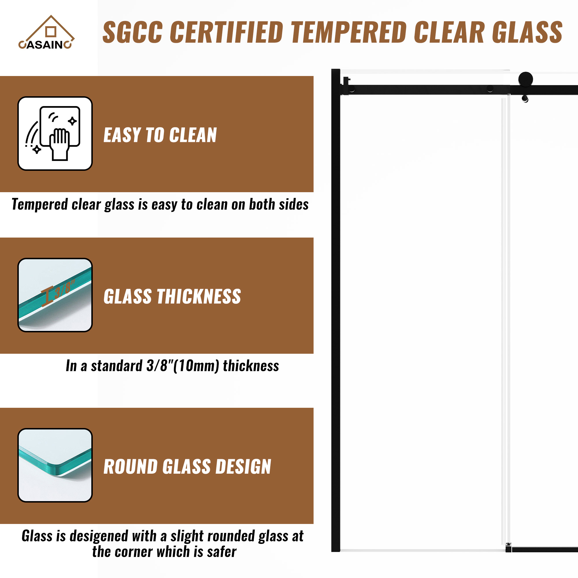 60 in. W x 76 in. H Framed Shower Door in Matte Black with Tempered Glass