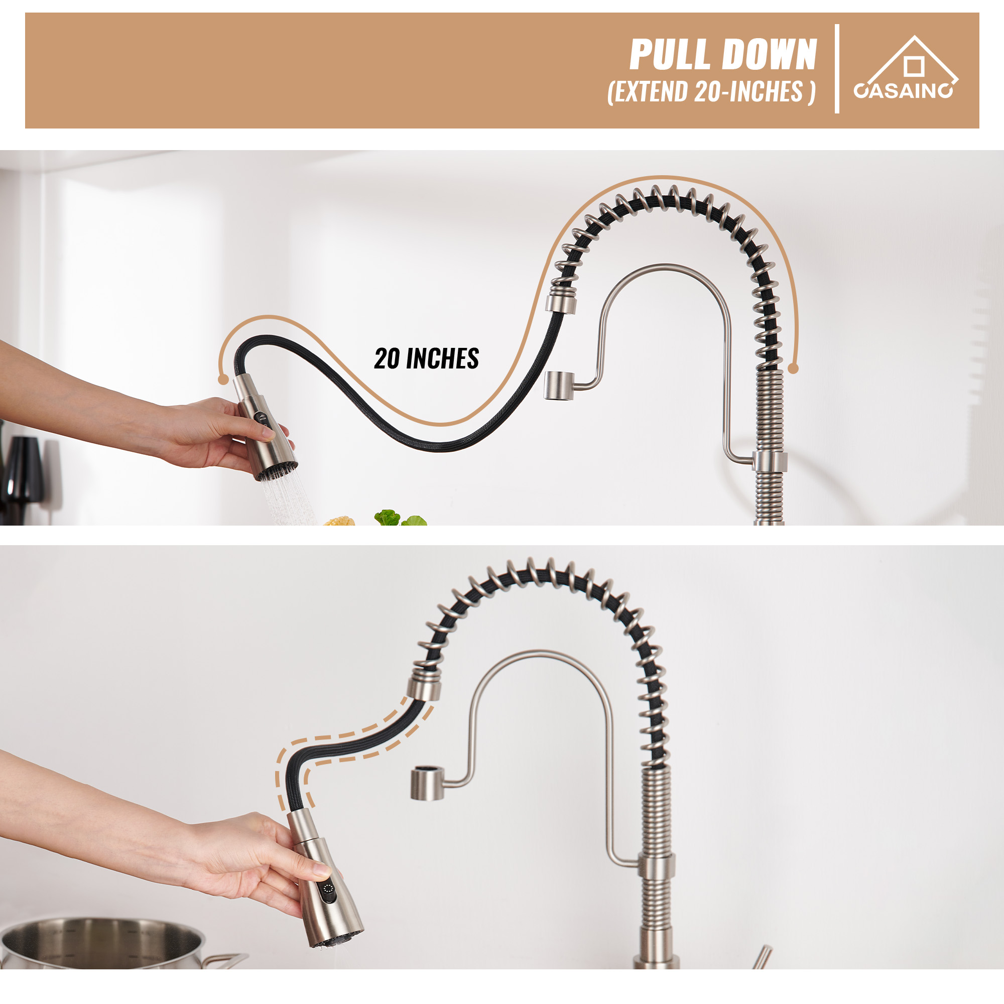 Single Handle Commercial Style Pull-Down Kitchen Faucet