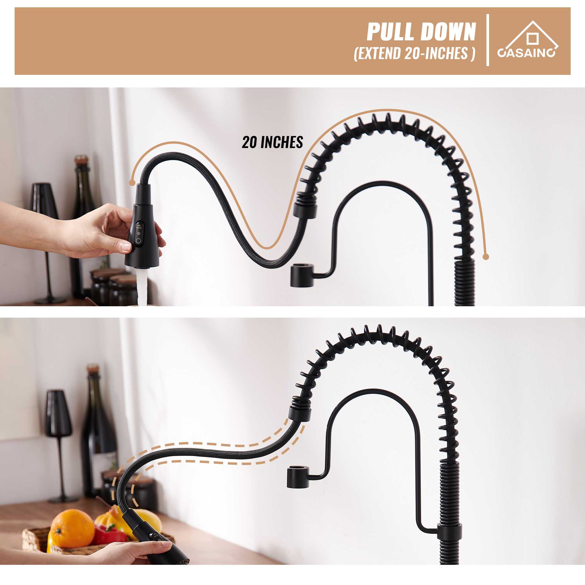 Single Handle Commercial Style Pull-Down Kitchen Faucet