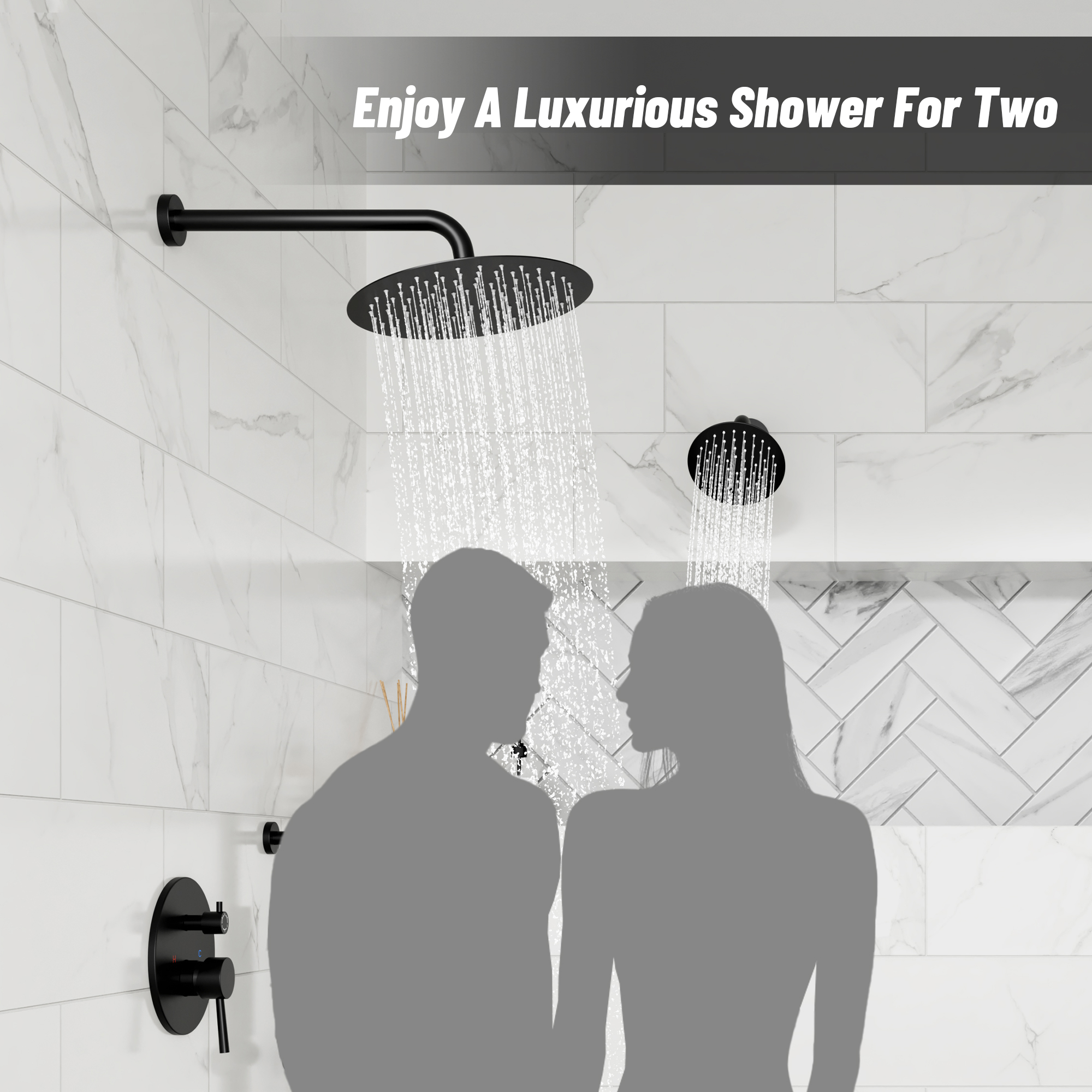 10-inch 3-Function Dual Shower Head System with 6 Position Settings & Slide Bar