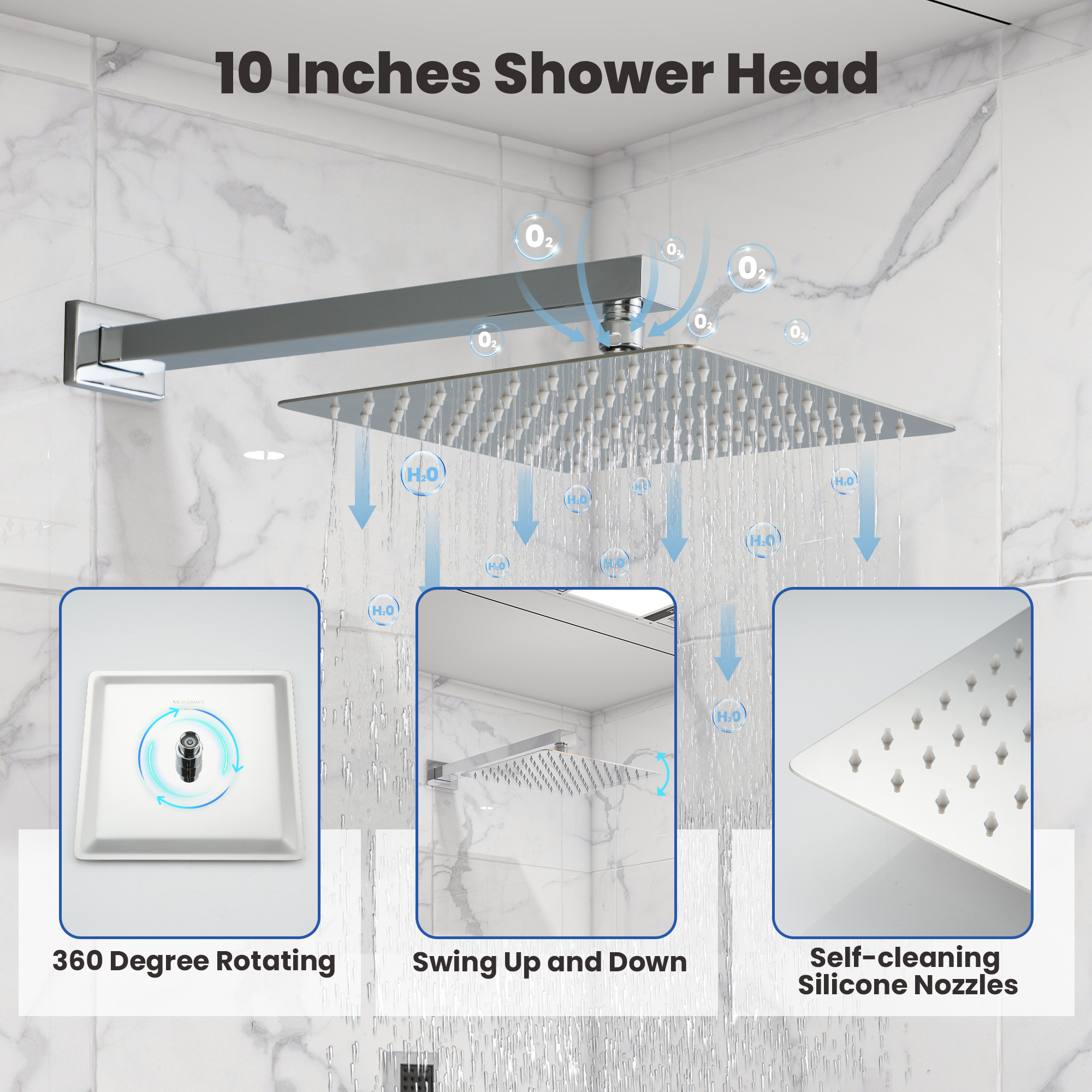 10" Square Brass Shower System with Handheld Shower and Pressure Balance Valve