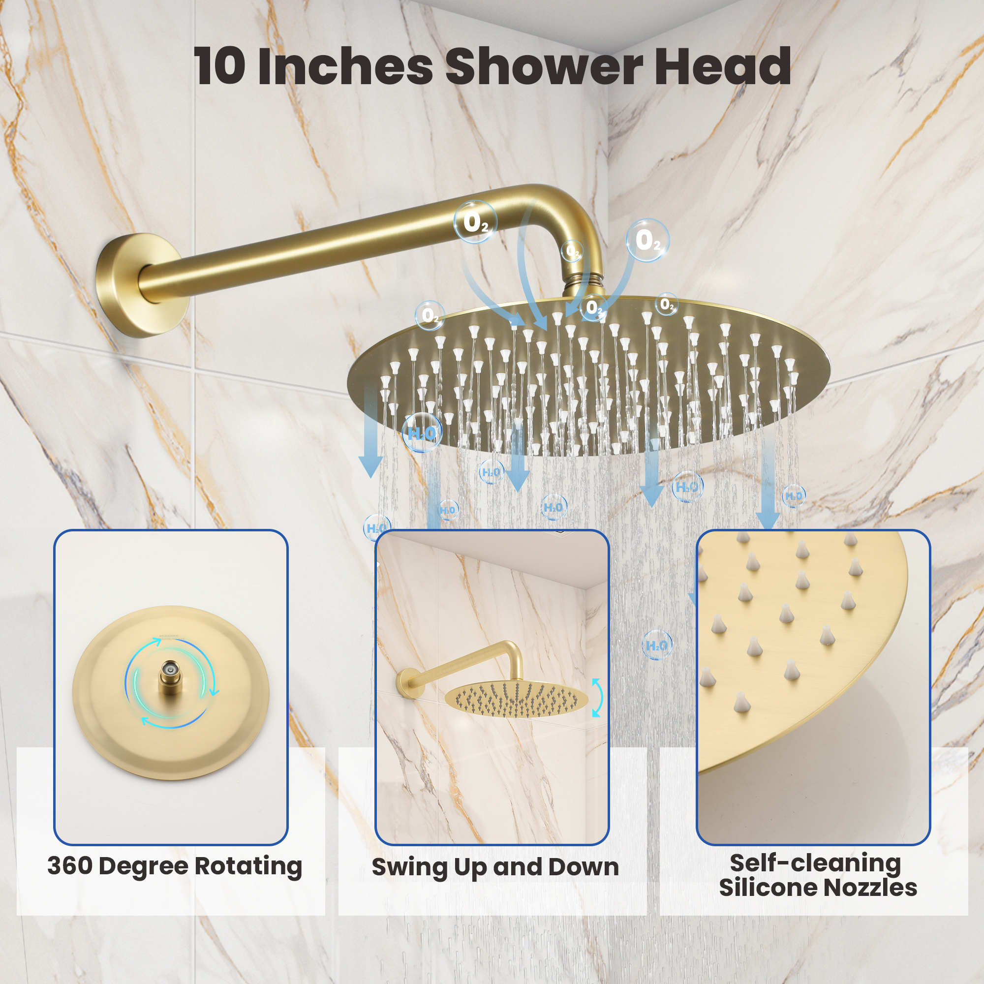 10" Round Shower System with Handheld Brass Showerhead