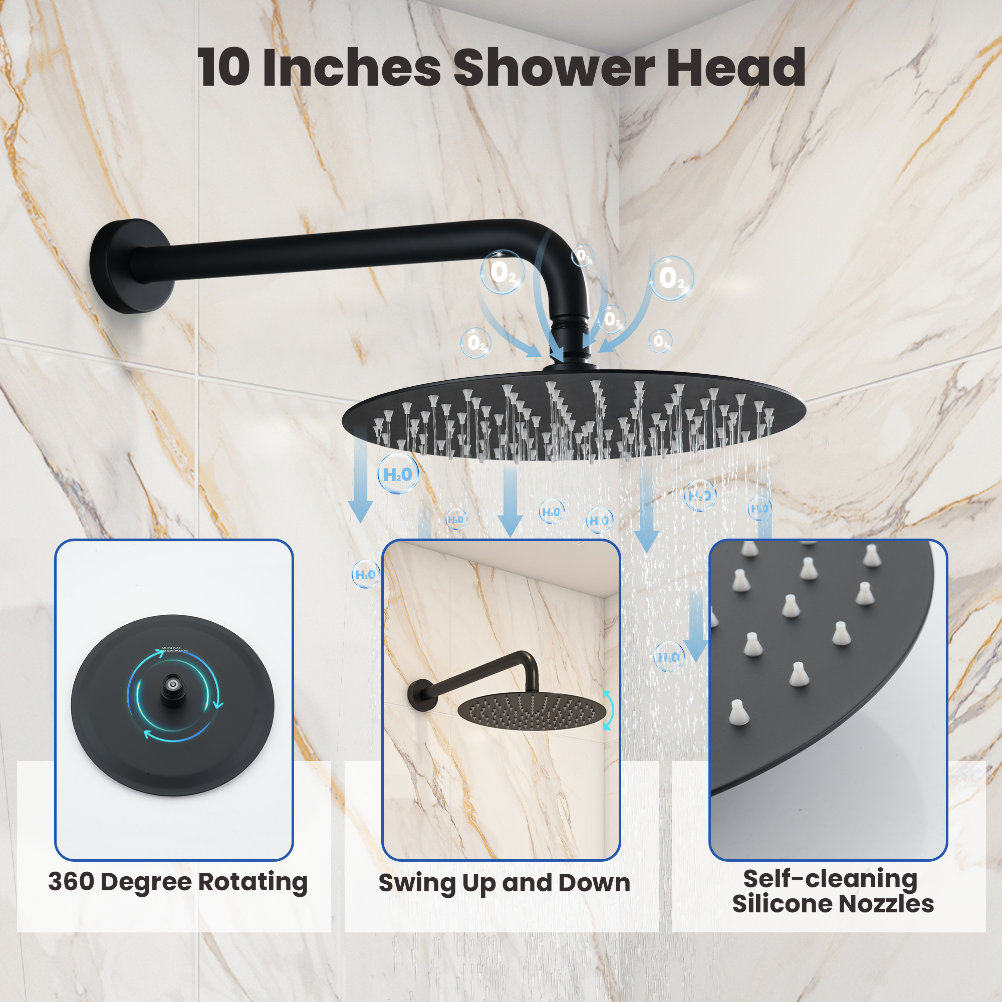 10" Round Shower System with Handheld Brass Showerhead
