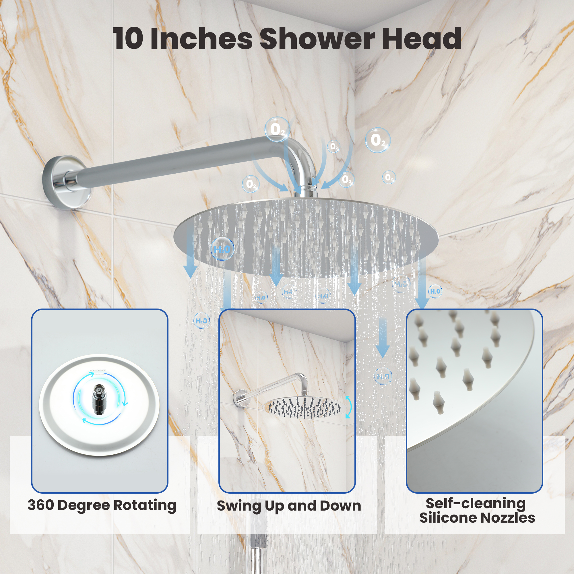 10" Round Shower System with Handheld Brass Showerhead